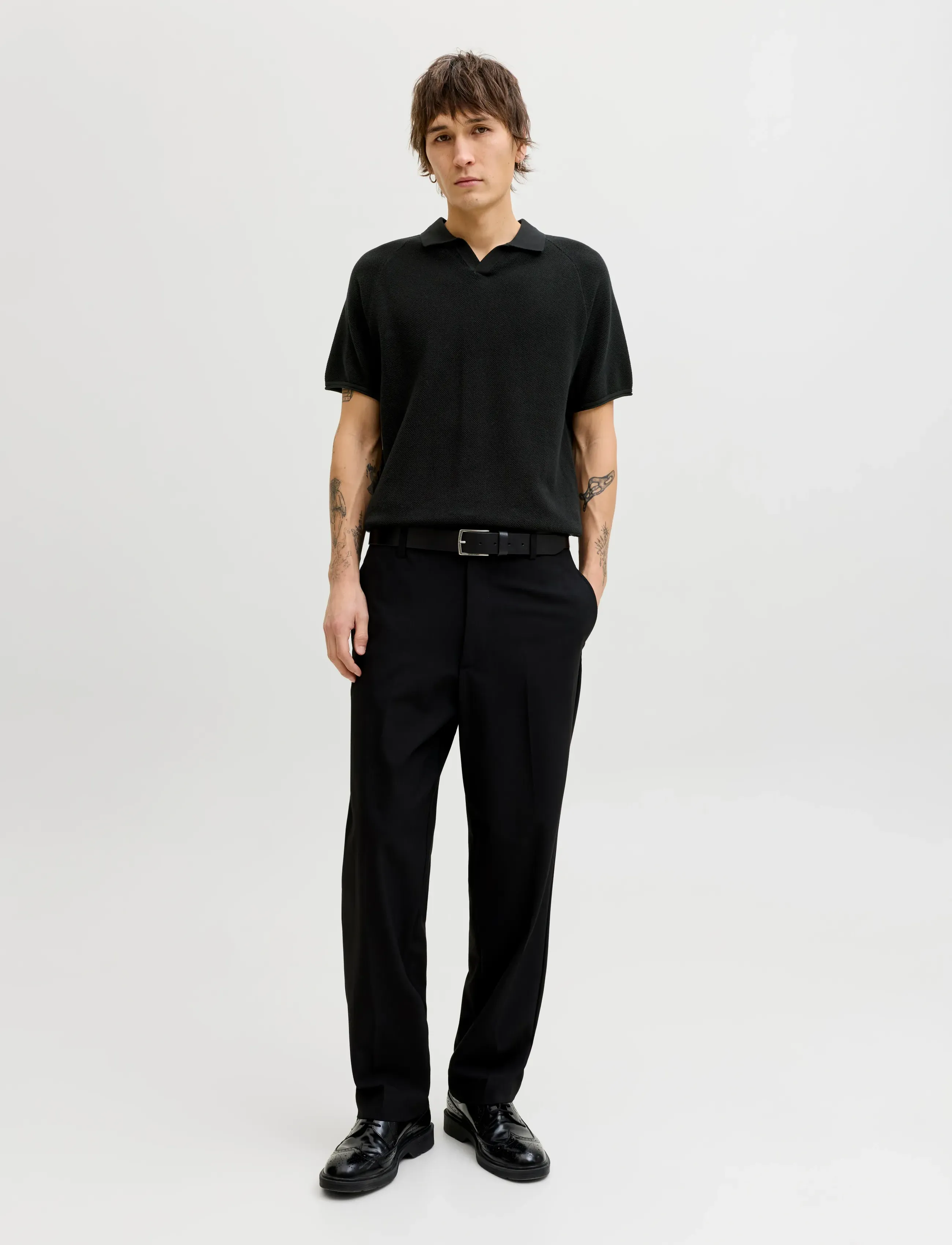 Jack & Jones - JJHILL KNIT SPLIT NECK SS26 - kudumid - black - 3