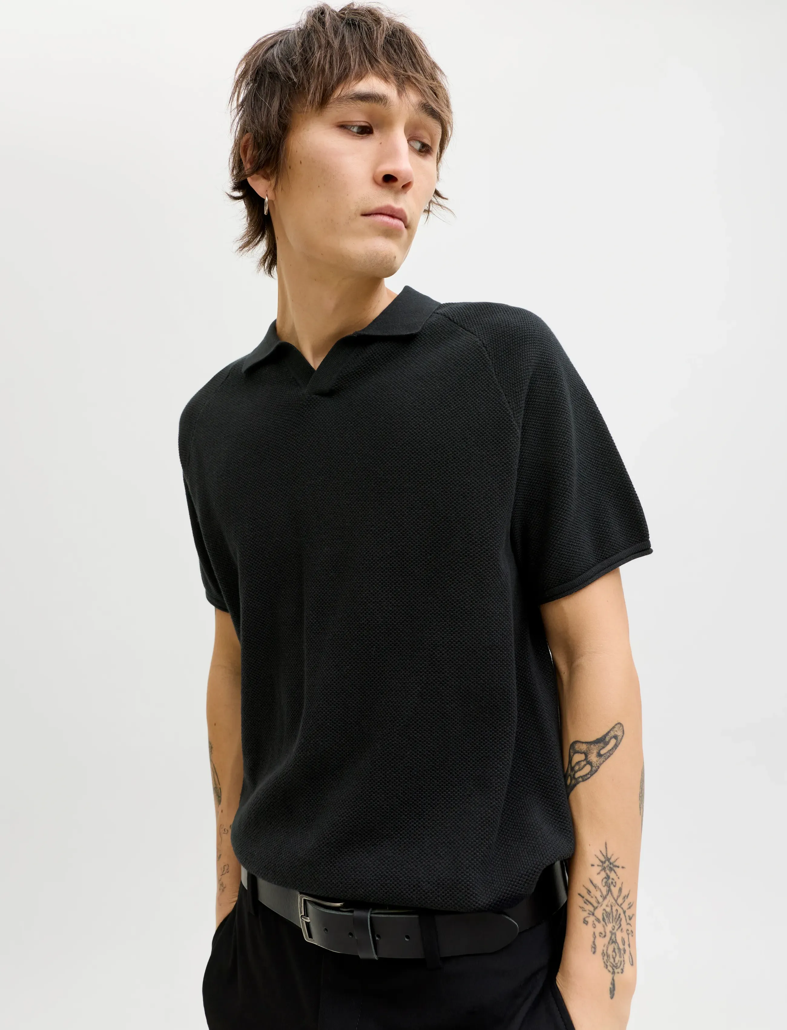 Jack & Jones - JJHILL KNIT SPLIT NECK SS26 - kudumid - black - 5