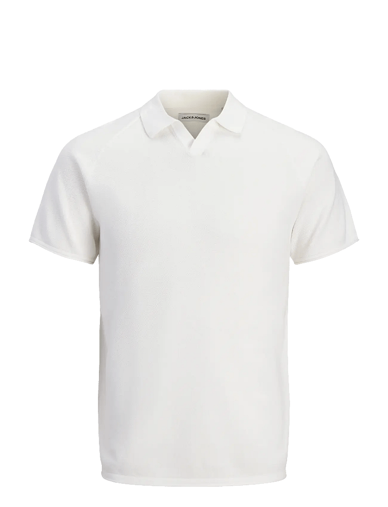 Jack & Jones - JJHILL KNIT SPLIT NECK SS26 - stickade pikéer - cloud dancer - 1