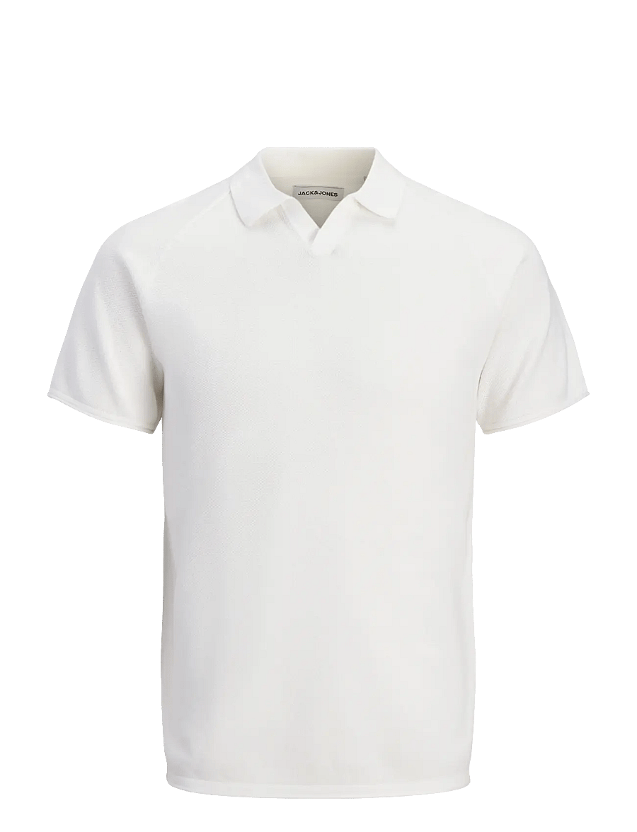 Jack & Jones - JJHILL KNIT SPLIT NECK SS26 - stickade pikéer - cloud dancer - 1