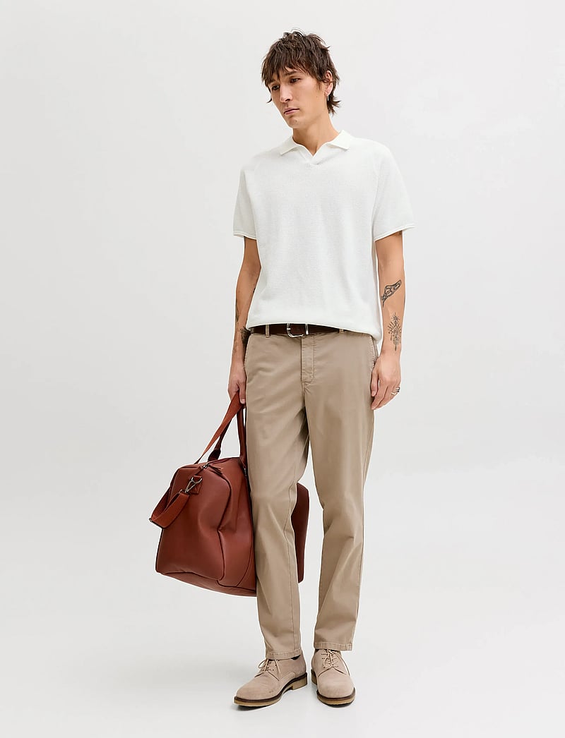 Jack & Jones - JJHILL KNIT SPLIT NECK SS26 - stickade pikéer - cloud dancer - 3