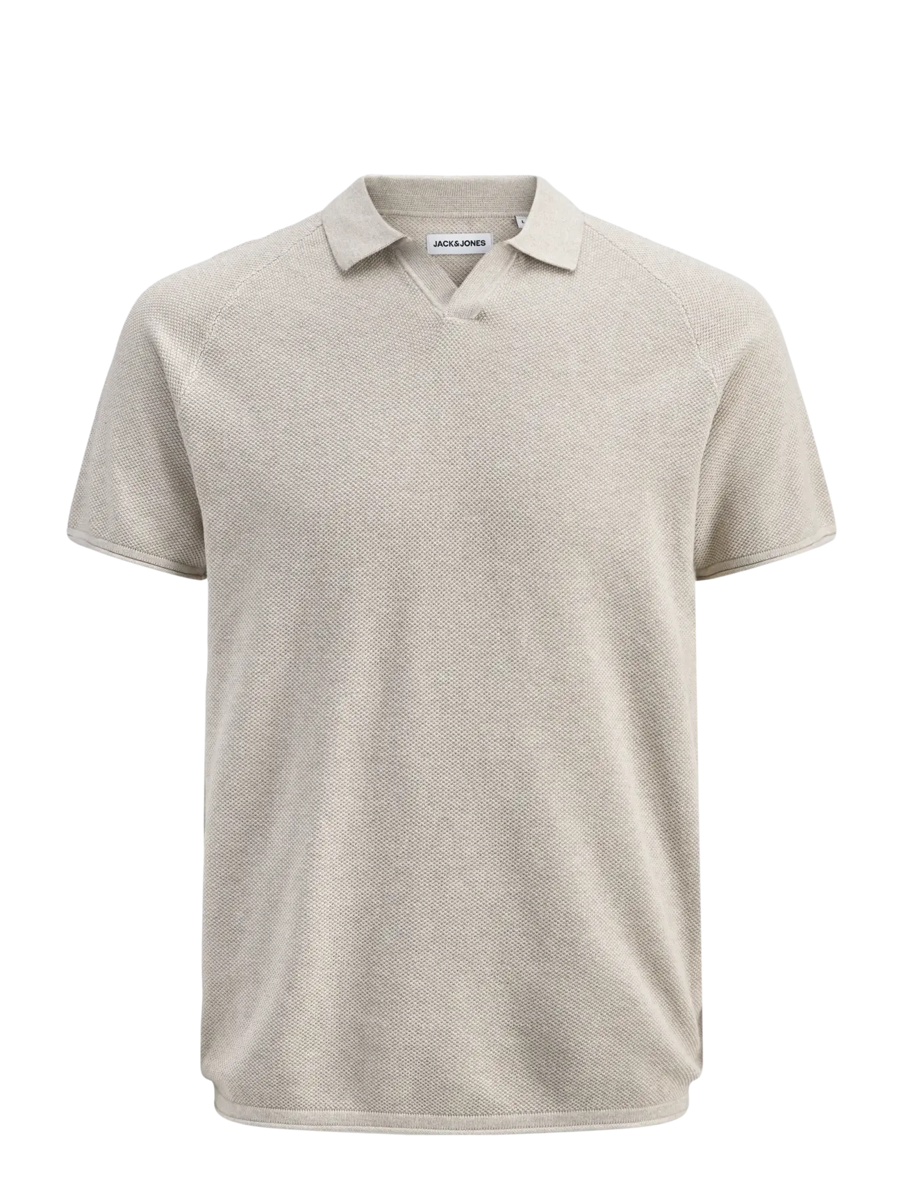 Jack & Jones JJHILL KNIT SPLIT NECK SS26 - Jack & Jones - OATMEAL / beige