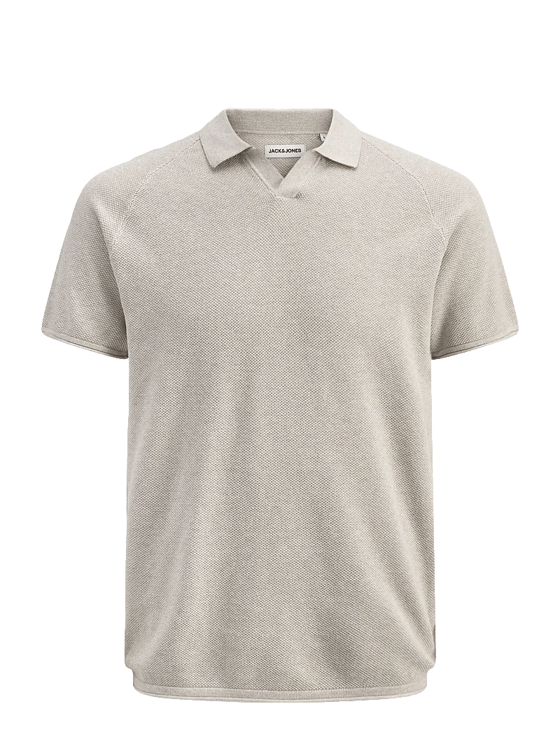 Jack & Jones - JJHILL KNIT SPLIT NECK SS26 - polostrik - oatmeal - 1