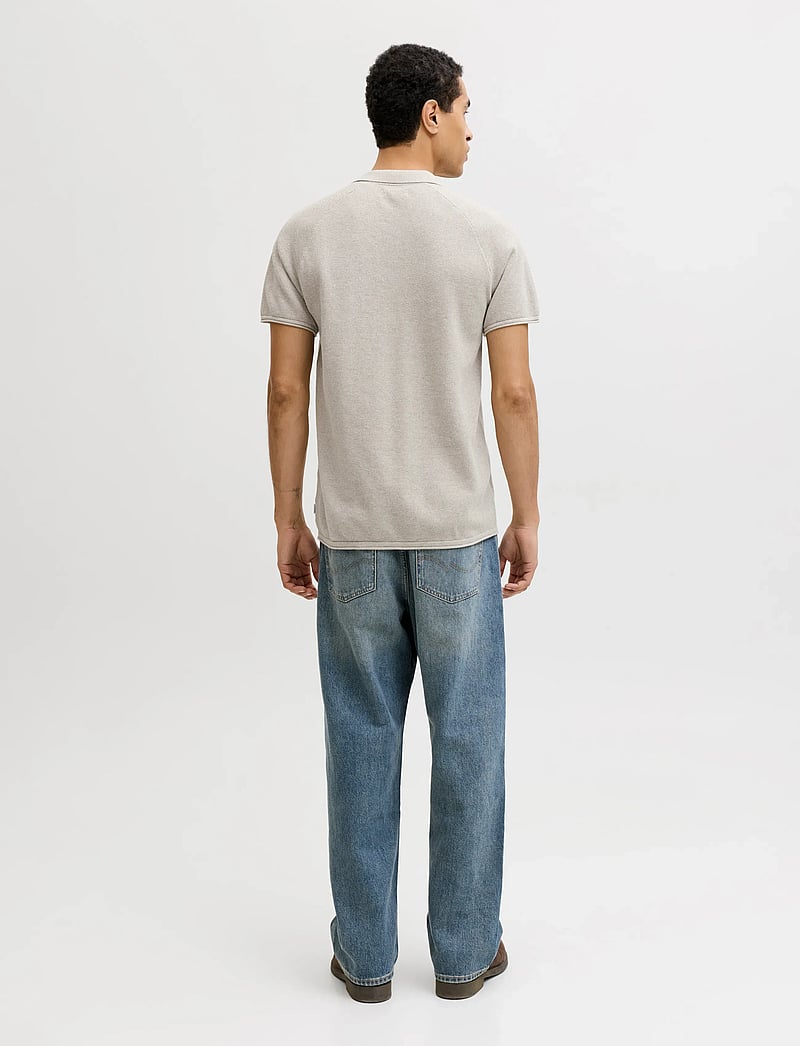 Jack & Jones - JJHILL KNIT SPLIT NECK SS26 - polostrik - oatmeal - 3