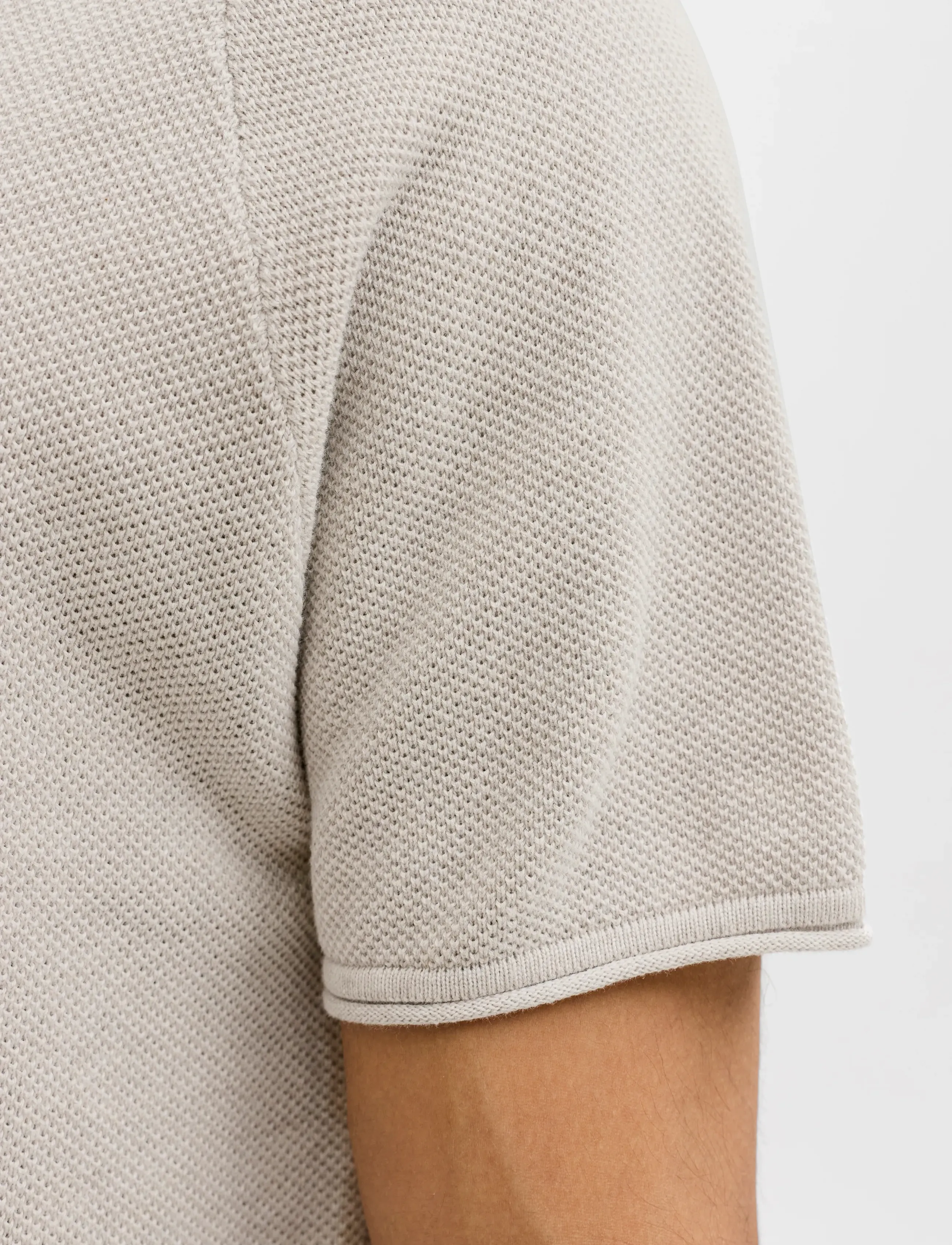 Jack & Jones - JJHILL KNIT SPLIT NECK SS26 - knitted polos - oatmeal - 5