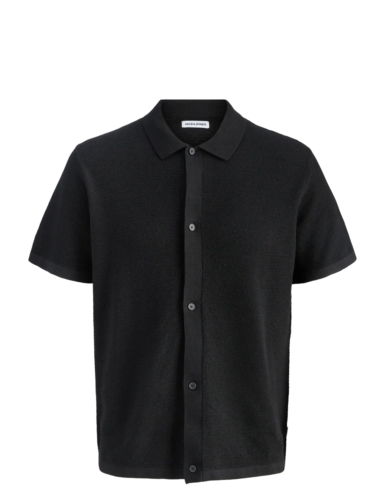 Jack & Jones JJEGEORGE KNIT SHIRT SS SN - Neuleet - BLACK / black