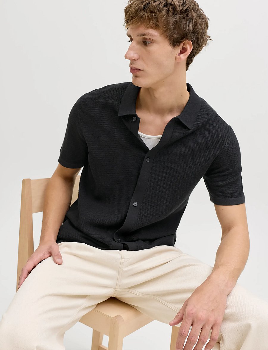 Jack & Jones - JJEGEORGE KNIT SHIRT SS SN - polostrik - black - 5