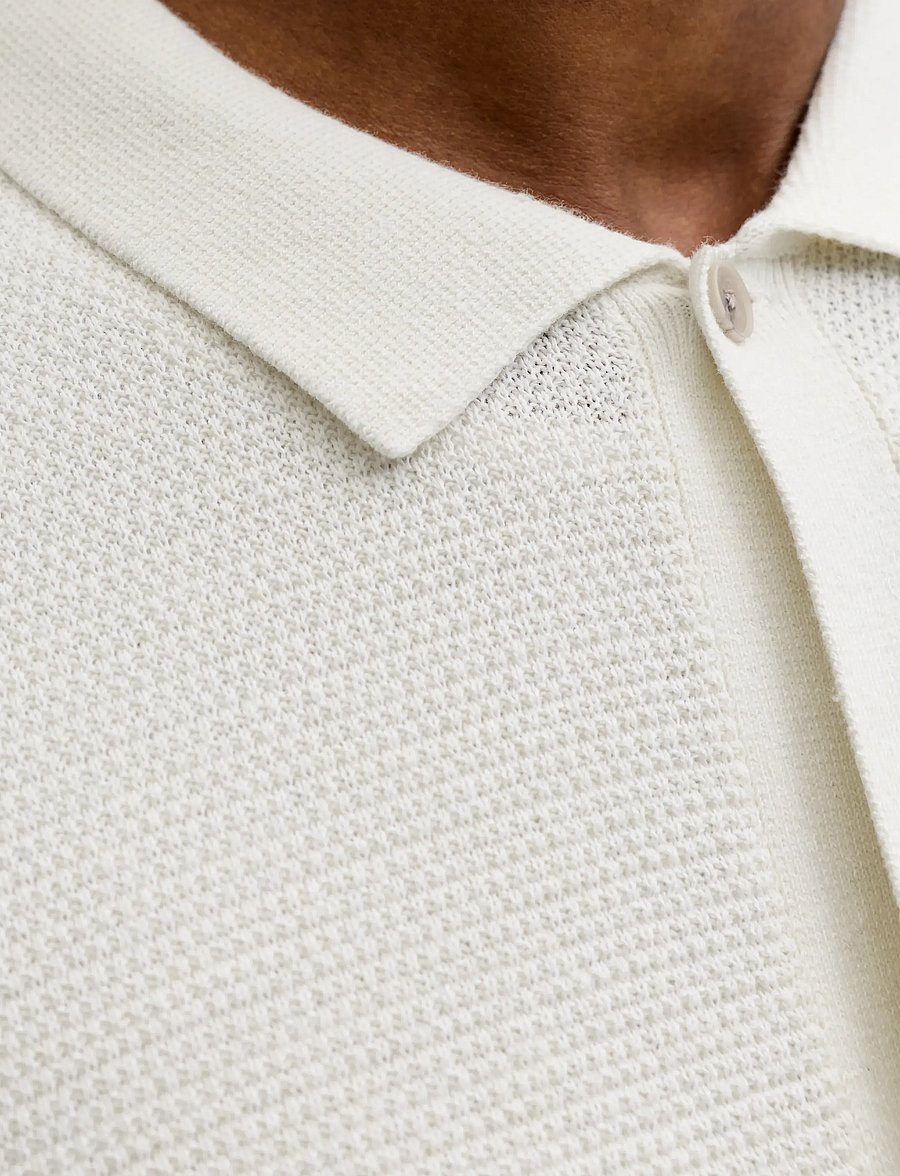 Jack & Jones - JJEGEORGE KNIT SHIRT SS SN - polostrik - cloud dancer - 4