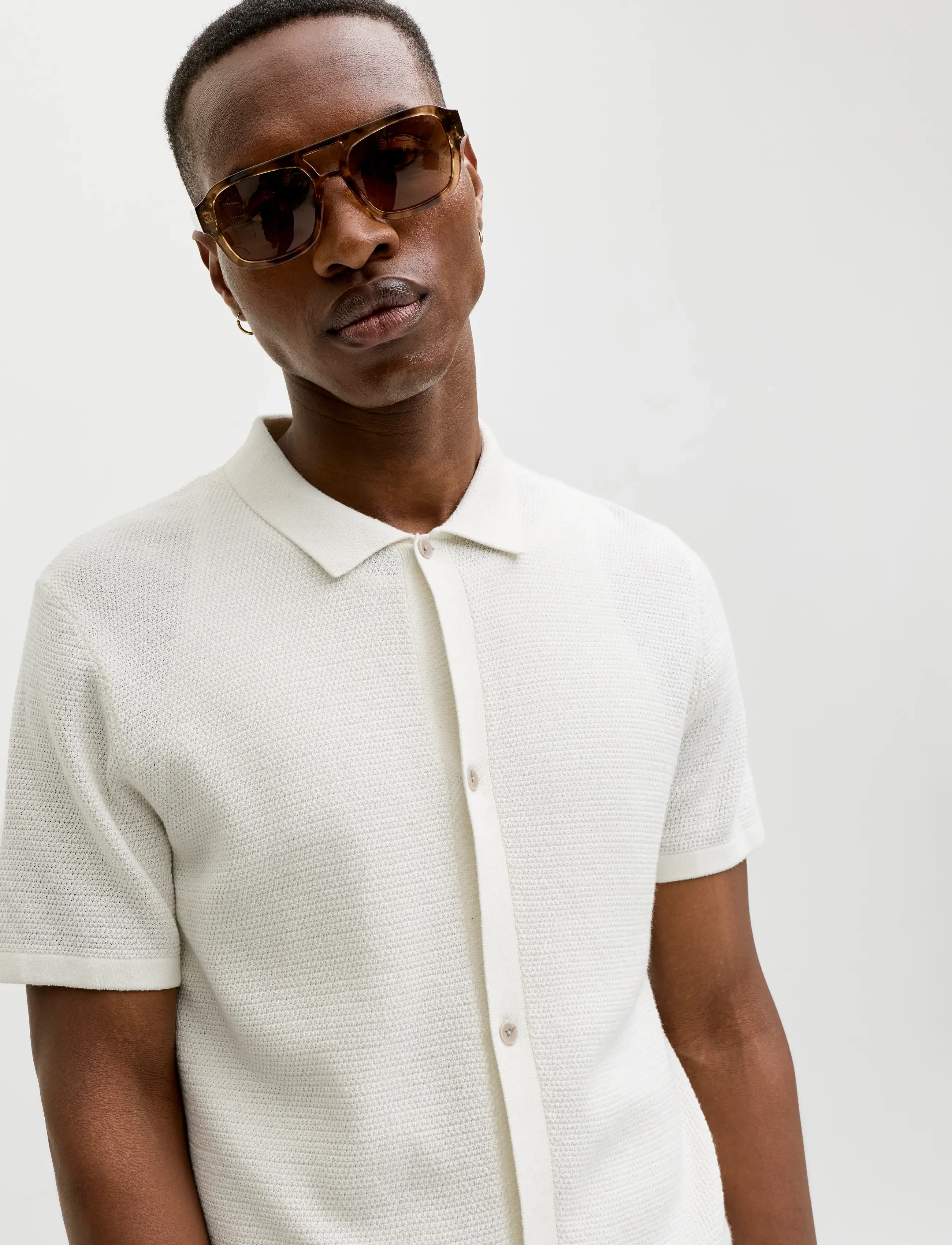Jack & Jones - JJEGEORGE KNIT SHIRT SS SN - polostrik - cloud dancer - 5