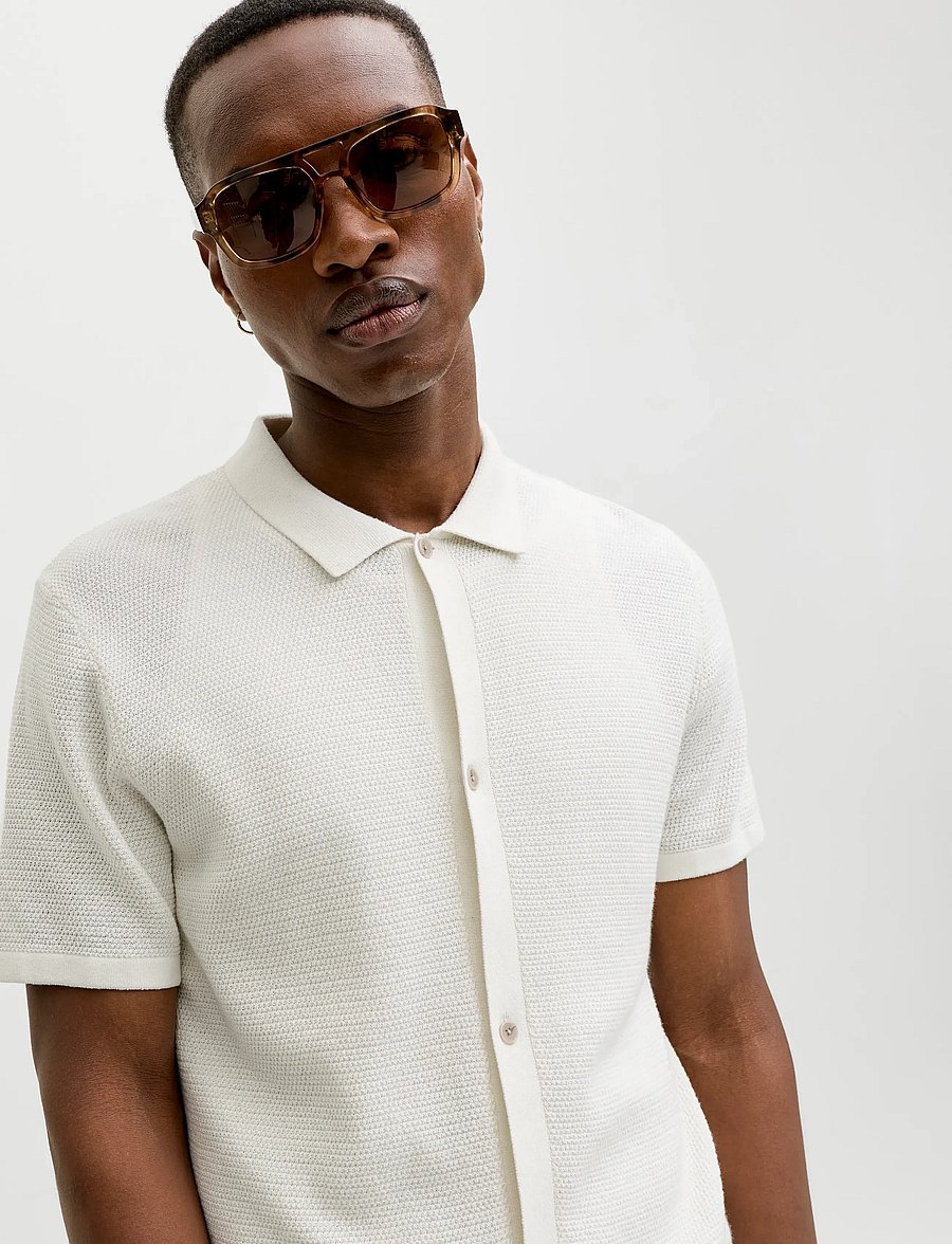 Jack & Jones - JJEGEORGE KNIT SHIRT SS SN - polostrik - cloud dancer - 5