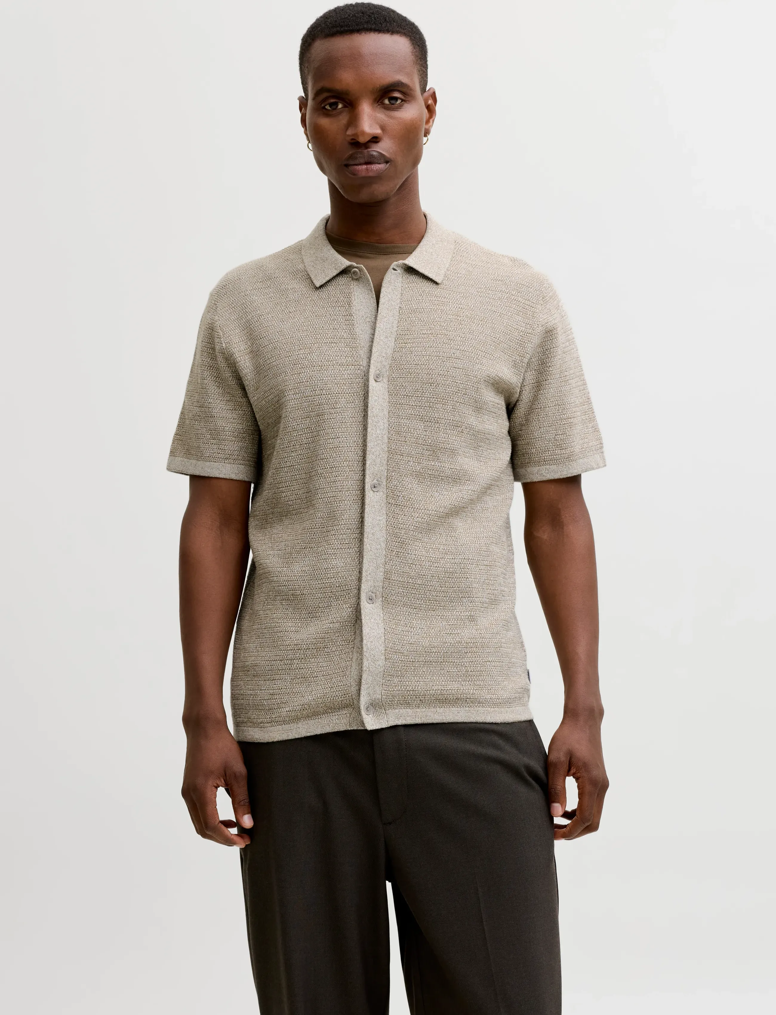 Jack & Jones JJEGEORGE KNIT SHIRT SS SN - Kollektionen - CORIANDER / beige