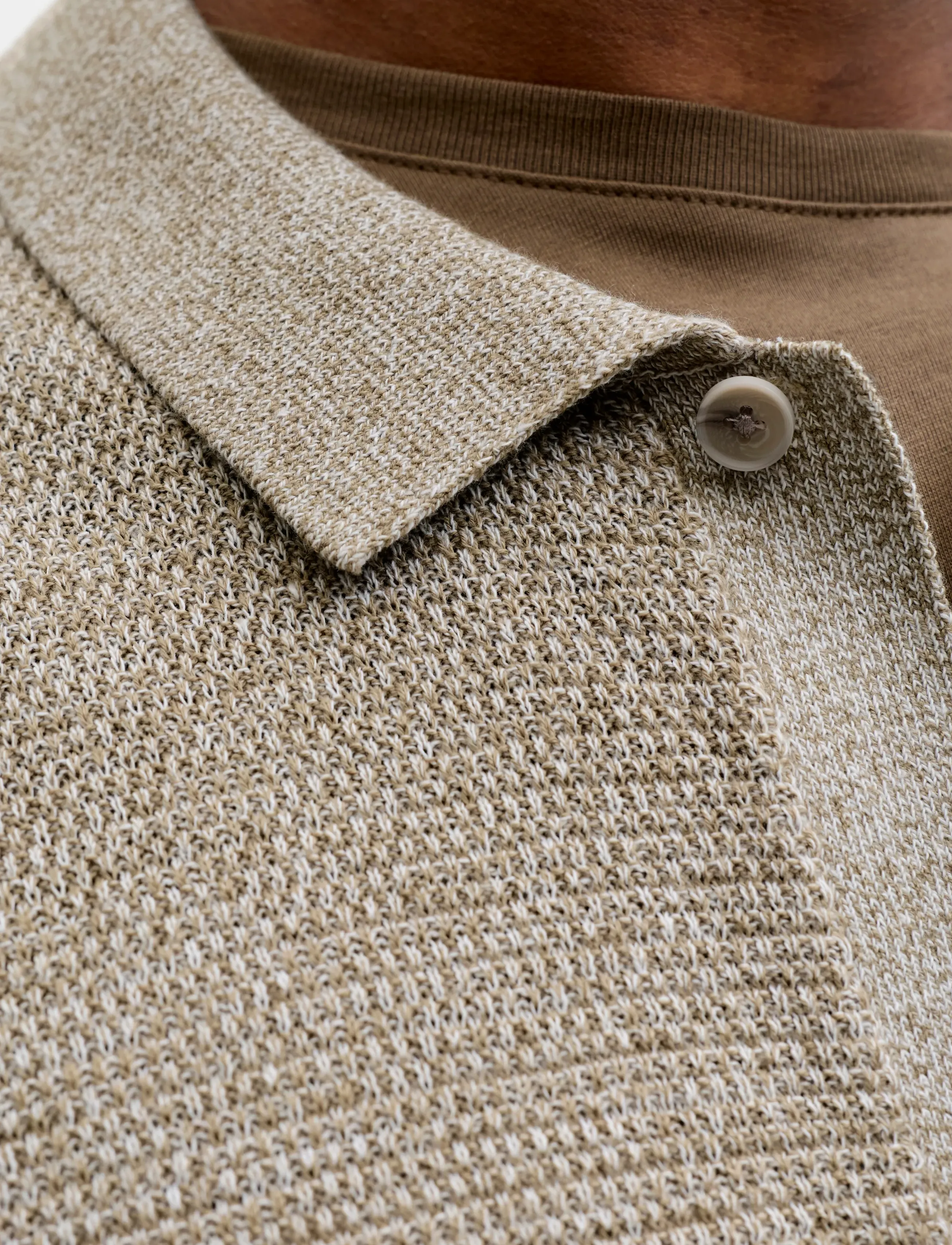 Jack & Jones JJEGEORGE KNIT SHIRT SS SN - Strickmode - CORIANDER / beige