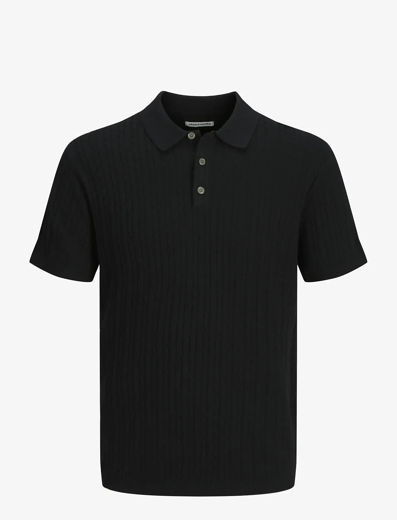 Jack & Jones - JJEEMIL KNIT CABLE POLO SS LN - polostrik - black - 1