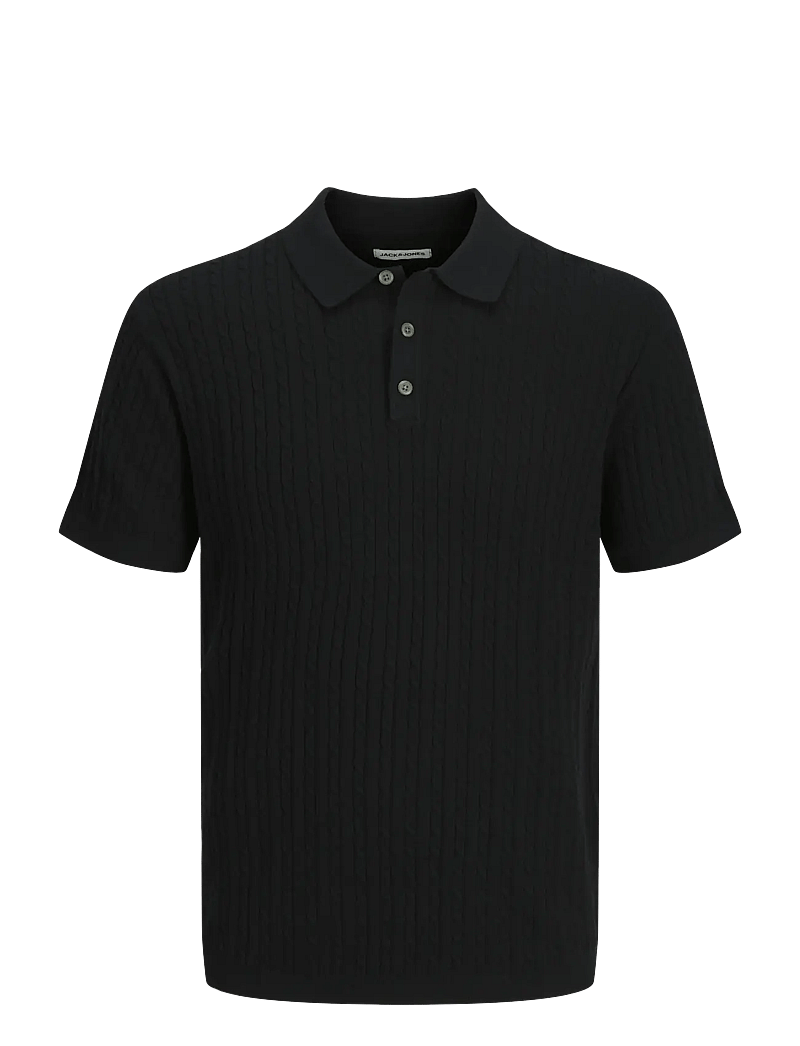 Jack & Jones - JJEEMIL KNIT CABLE POLO SS LN - polostrik - black - 1