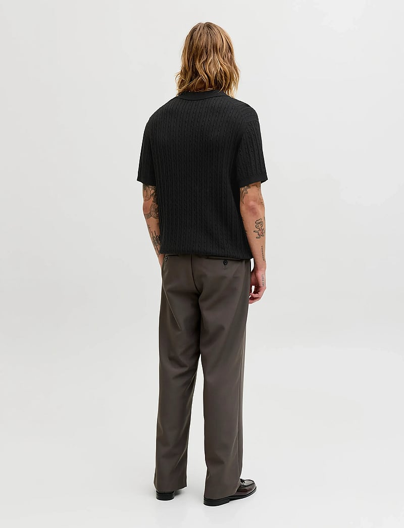 Jack & Jones - JJEEMIL KNIT CABLE POLO SS LN - polostrik - black - 2
