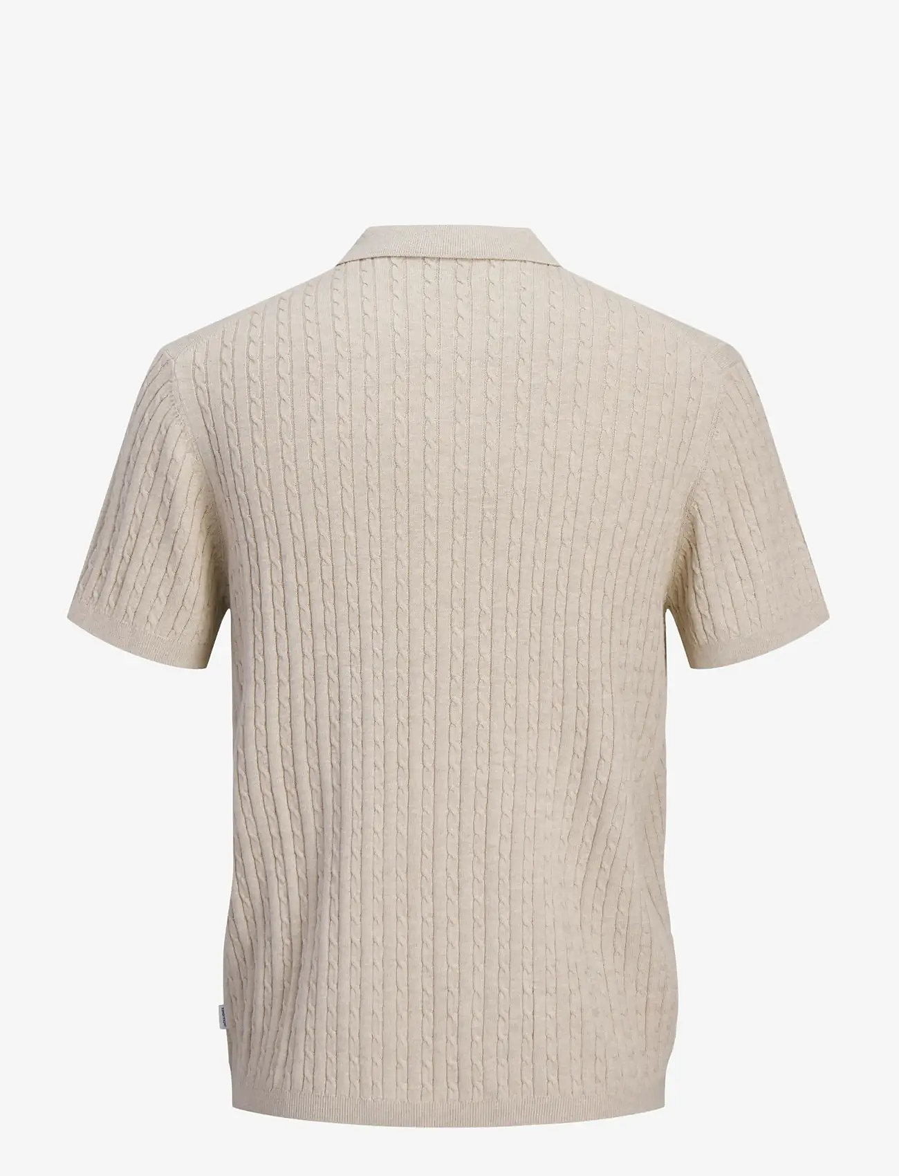 Jack & Jones - JJEEMIL KNIT CABLE POLO SS LN - polostrik - oatmeal - 2