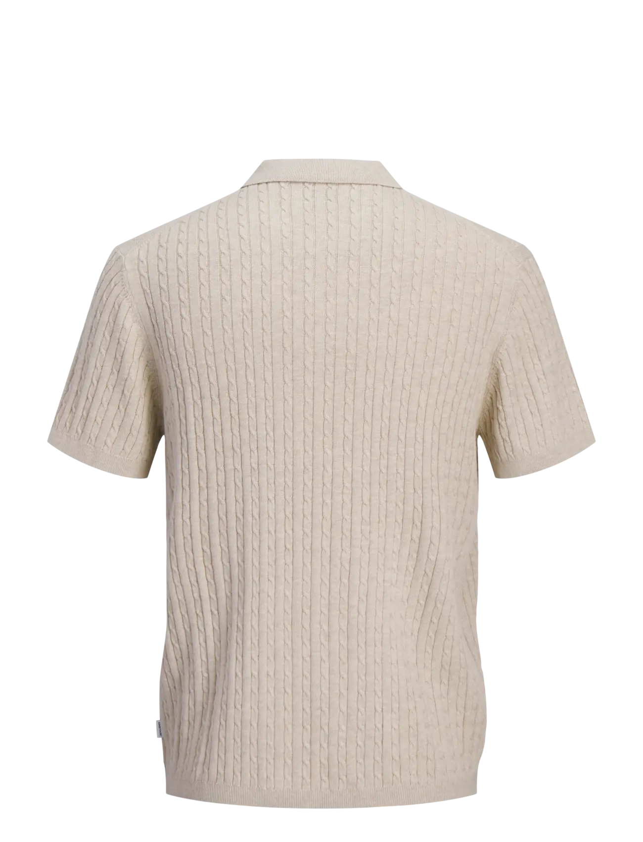 Jack & Jones - JJEEMIL KNIT CABLE POLO SS LN - knitted polos - oatmeal - 2