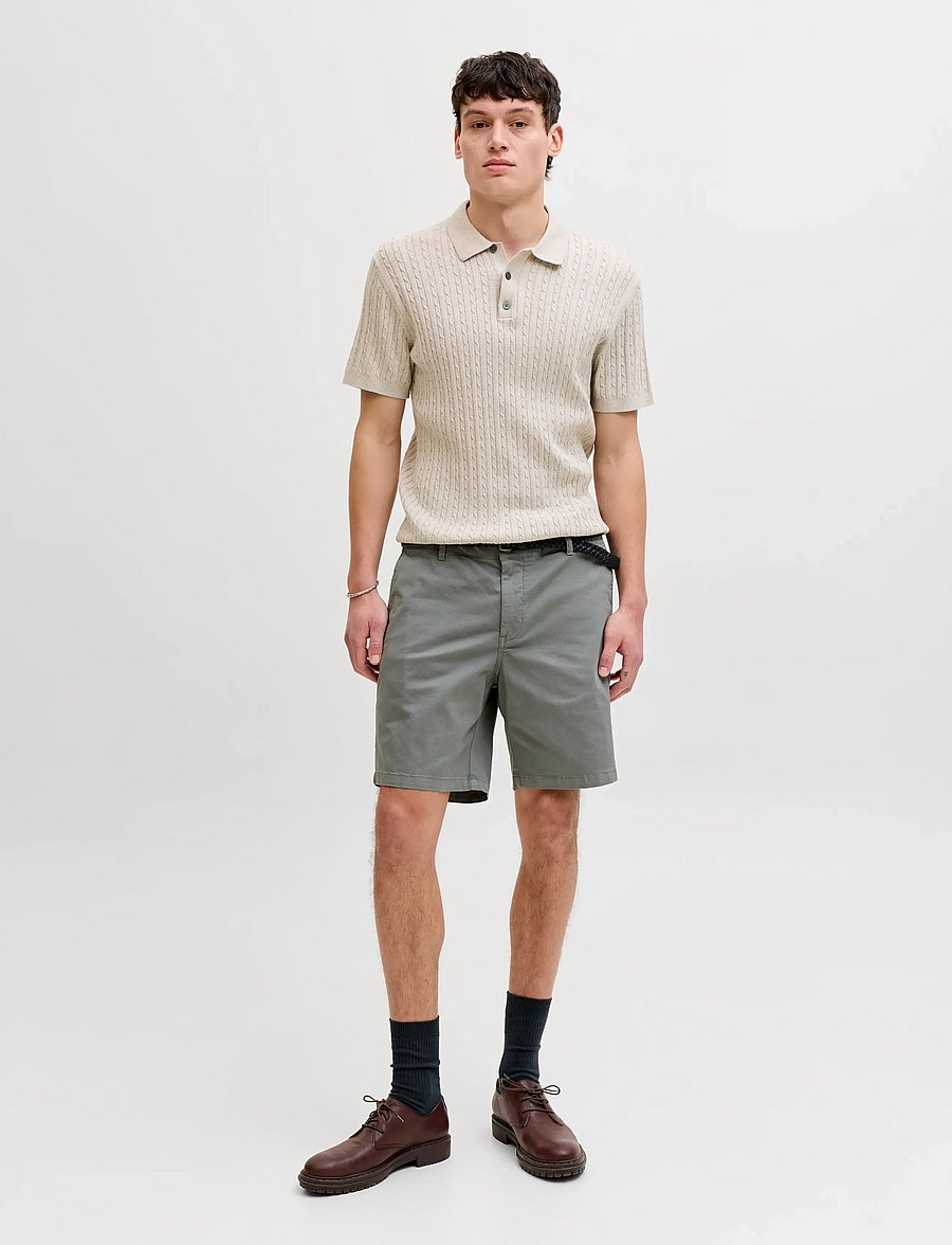 Jack & Jones - JJEEMIL KNIT CABLE POLO SS LN - polostrik - oatmeal - 4