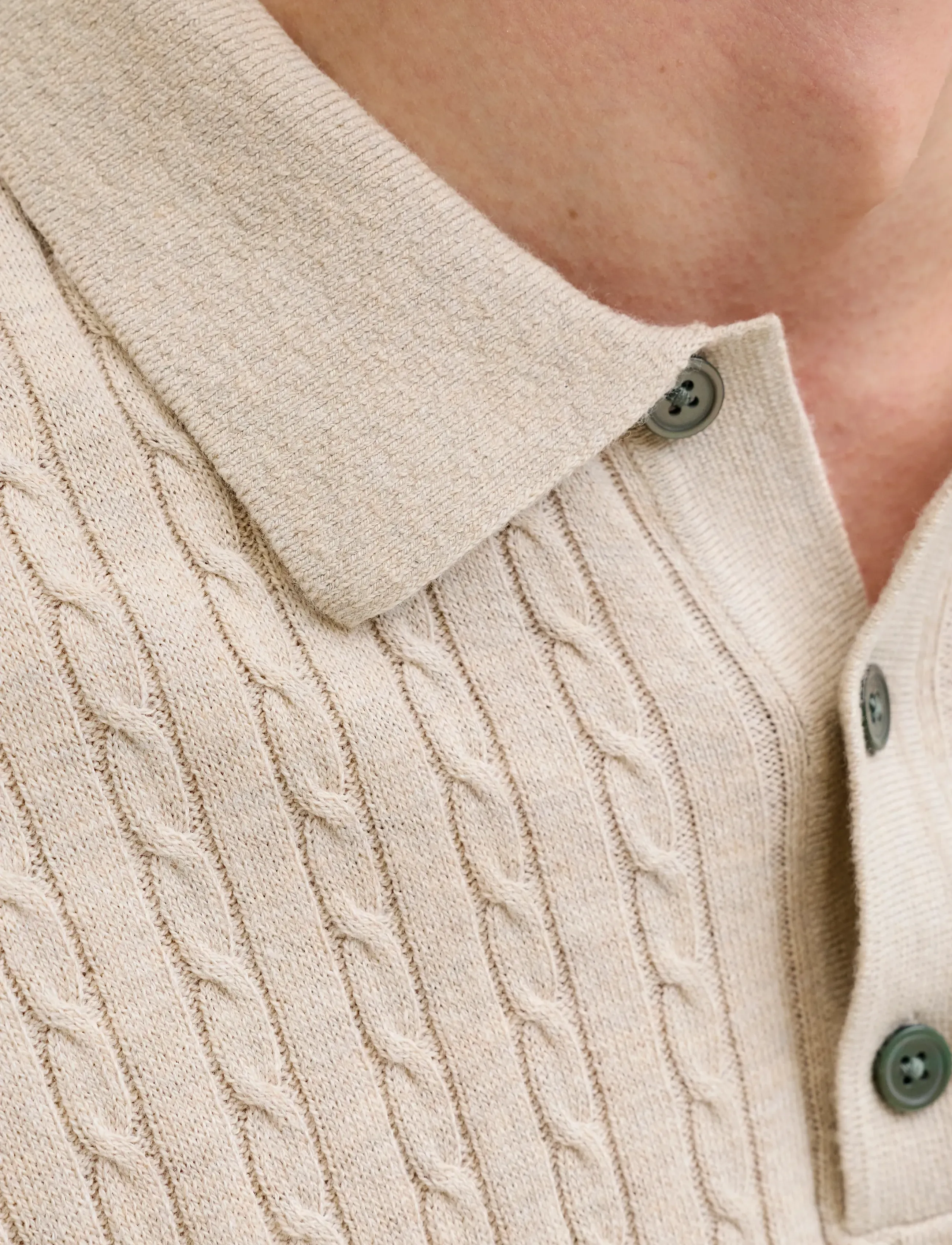JACK & JONES Jjeemil Knit Cable Polo Ss Ln pikéer herr – bild 6