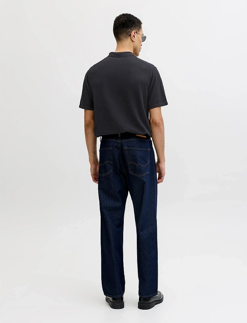 Jack & Jones - JJEEMIL KNIT ZIP POLO SS SN - kootud polosärgid - black - 2