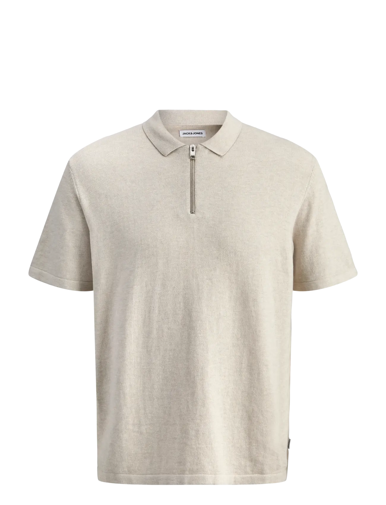 JACK & JONES Jjeemil Knit Zip Polo Ss Sn Beige - XXL - Herren