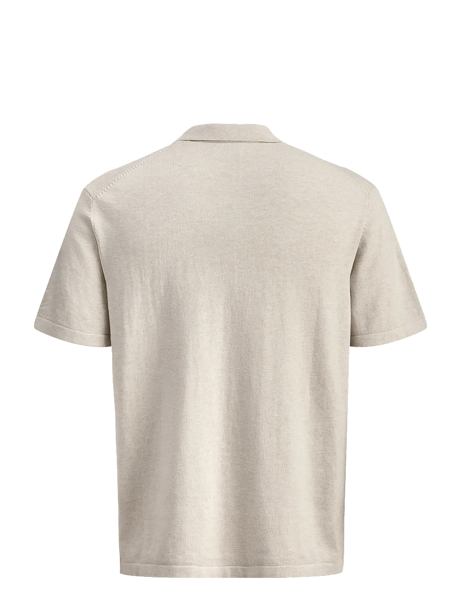 Jack & Jones - JJEEMIL KNIT ZIP POLO SS SN - polostrik - oatmeal - 2