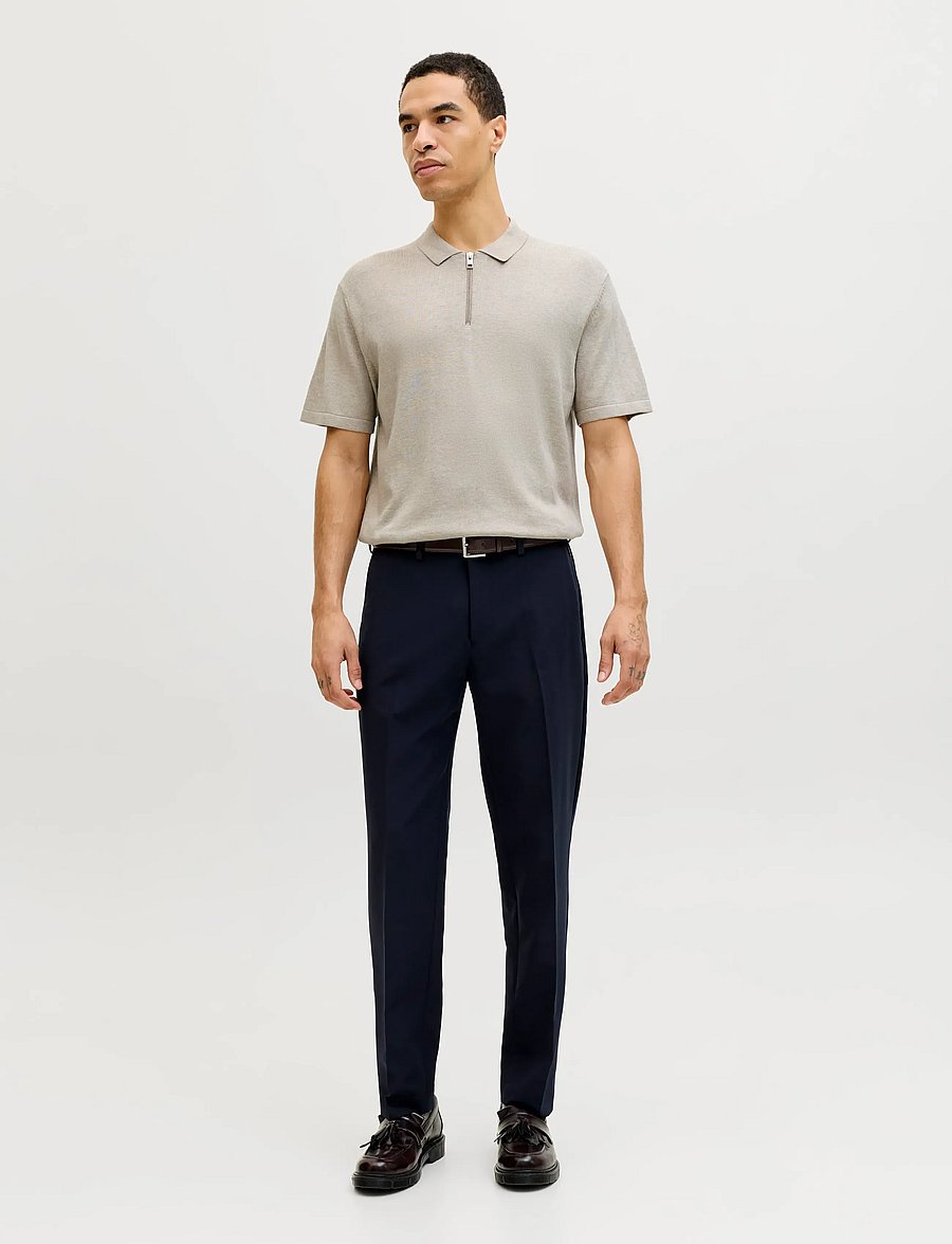 Jack & Jones - JJEEMIL KNIT ZIP POLO SS SN - polostrik - oatmeal - 4