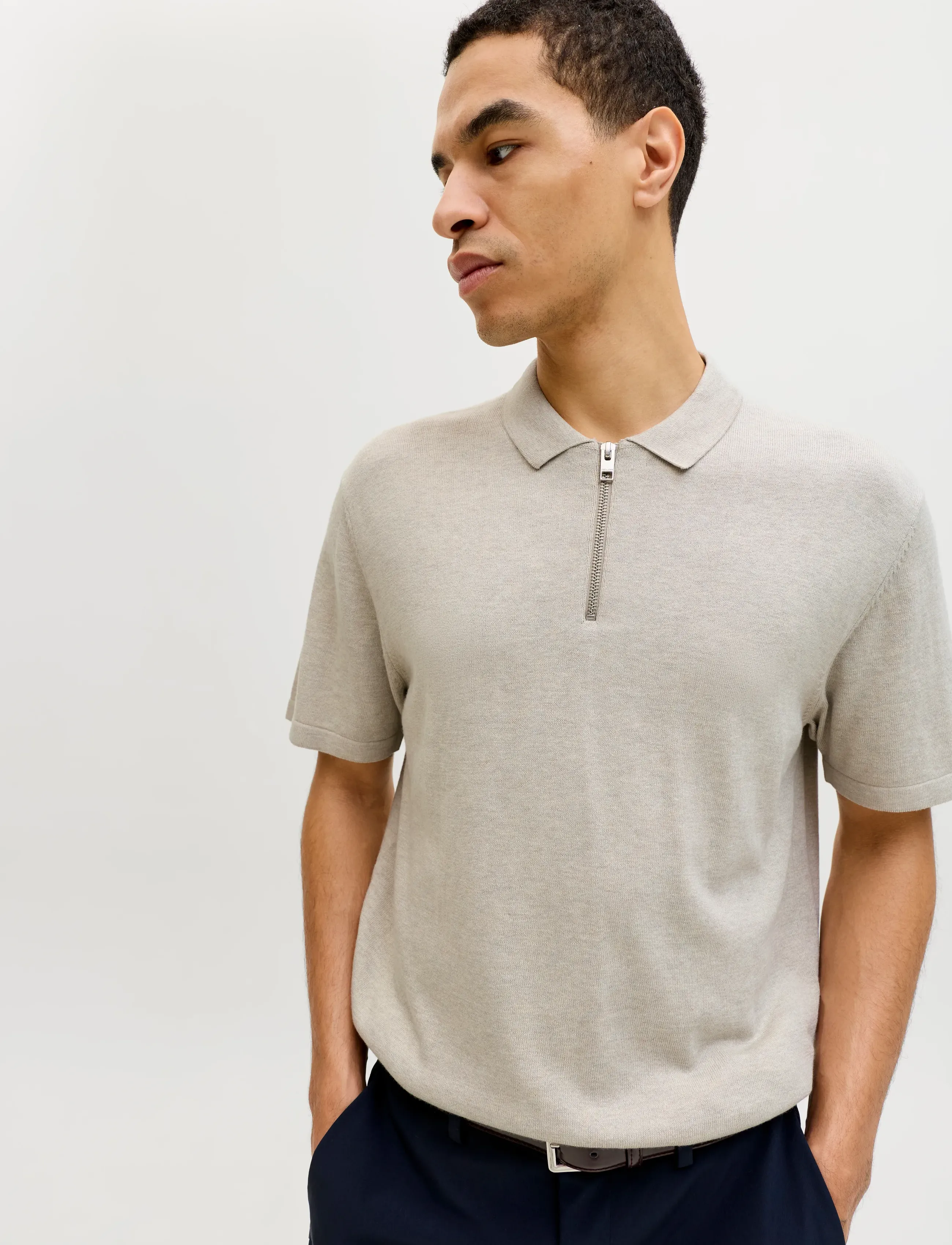 JACK & JONES Jjeemil Knit Zip Polo Ss Sn pikéer herr – bild 5