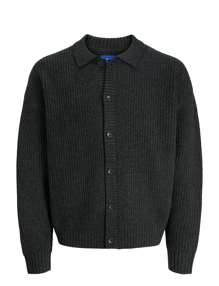 Jack & Jones - JORYORK KNIT CARDIGAN POLO STYDAW25 - cardigans - dark grey melange - 1