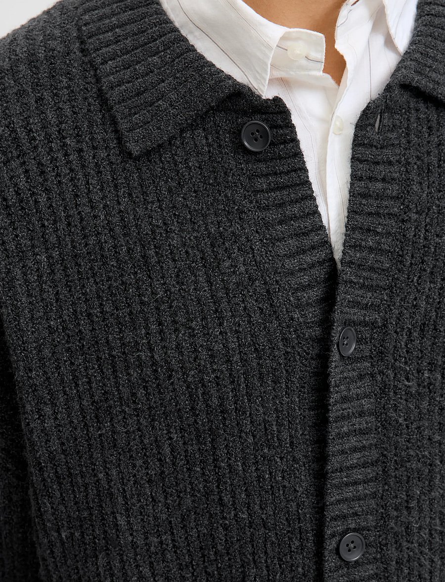 Jack & Jones - JORYORK KNIT CARDIGAN POLO STYDAW25 - cardigans - dark grey melange - 3