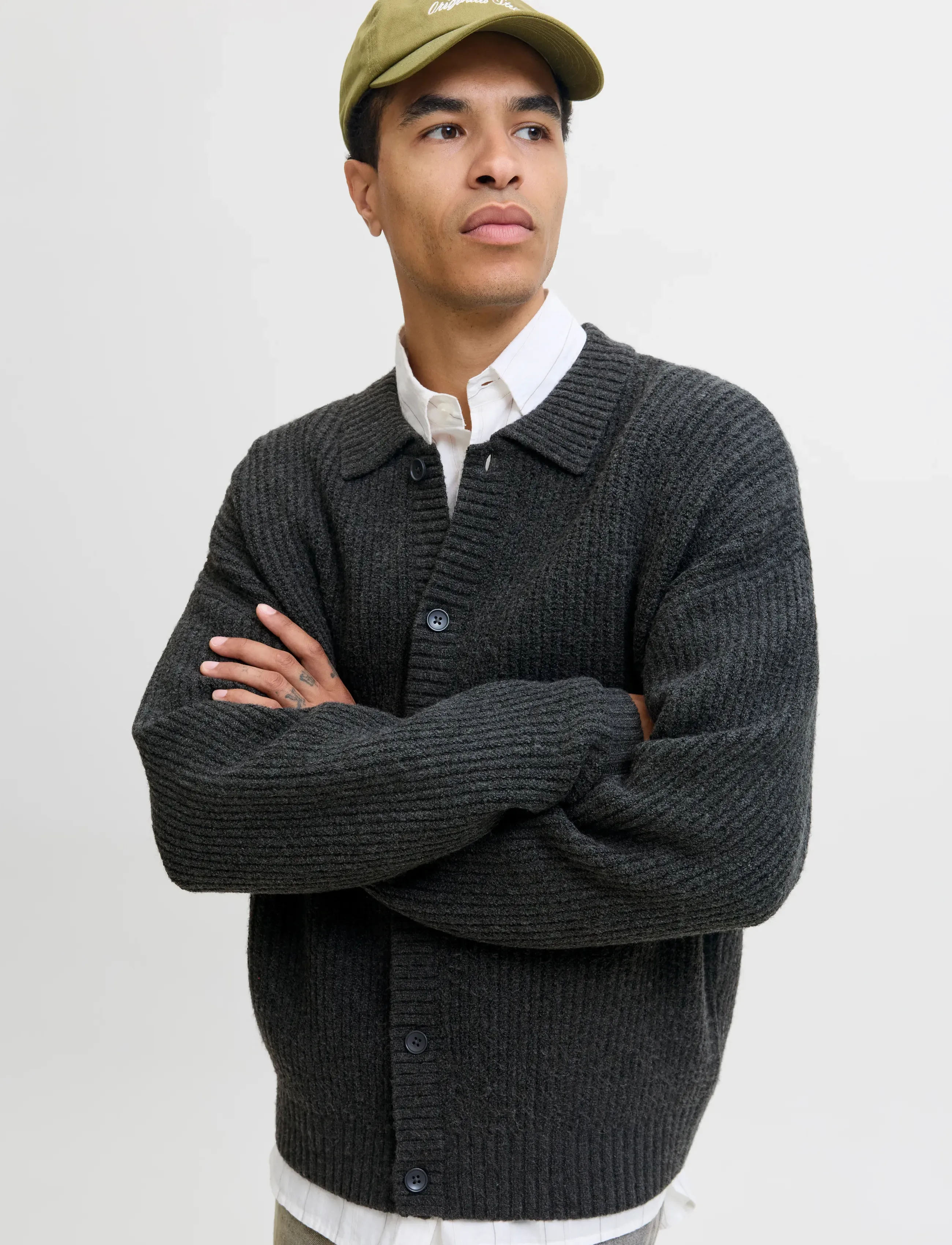 Jack & Jones - JORYORK KNIT CARDIGAN POLO STYDAW25 - kardiganid - dark grey melange - 4