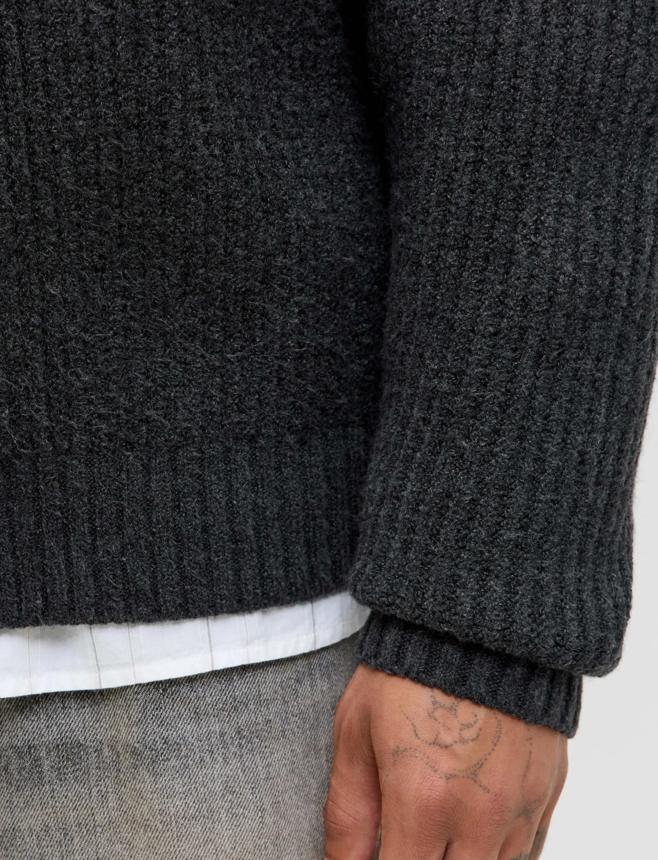 Jack & Jones JORYORK KNIT CARDIGAN POLO STYDAW25 - Tänavastiil - DARK GREY MELANGE / grey
