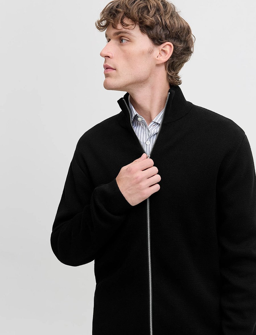 Jack & Jones - JPRBLAMILANO STITCH HIGH NECK CARDIGAN - black - 4
