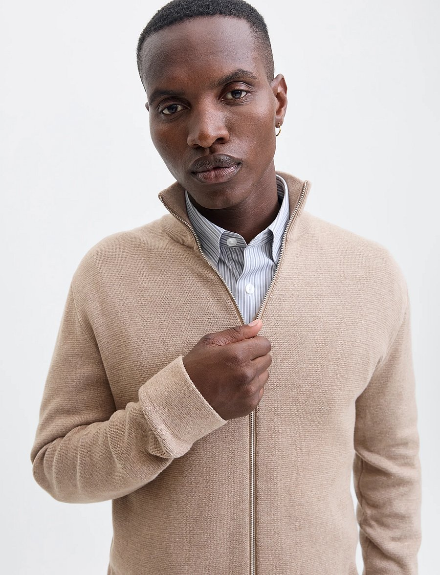 Jack & Jones - JPRBLAMILANO STITCH HIGH NECK CARDIGAN - pullover mit durchgehendem reißverschluss - greige - 4