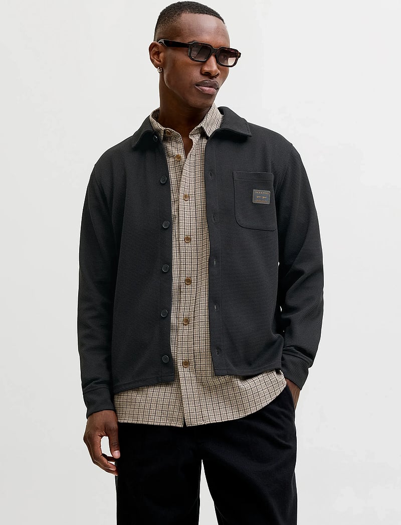 Jack & Jones - JJWAFFLE DAYTONA SWEAT OVERSHIRT - kollektioner - black - 0