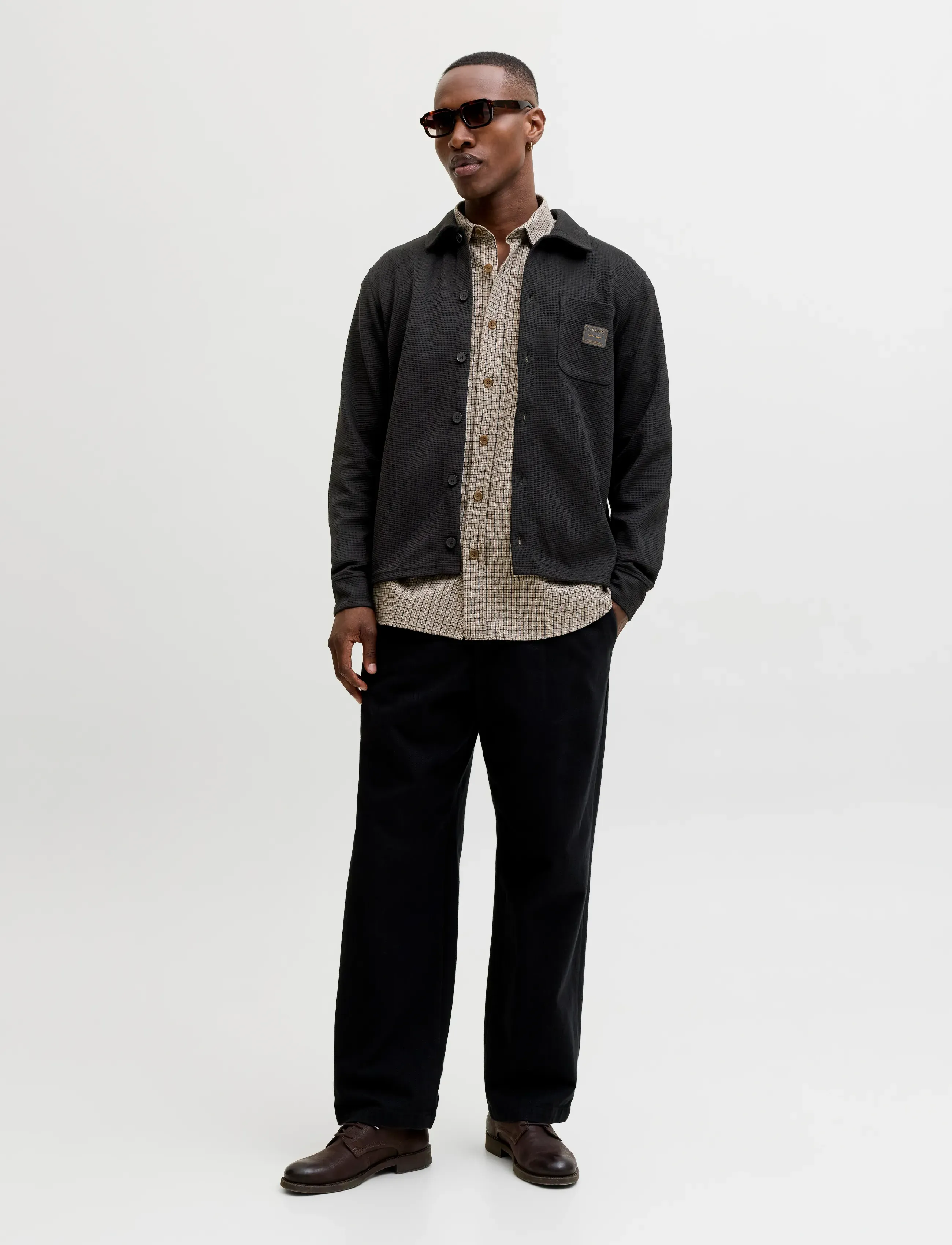Jack & Jones - JJWAFFLE DAYTONA SWEAT OVERSHIRT - kollektioner - black - 4