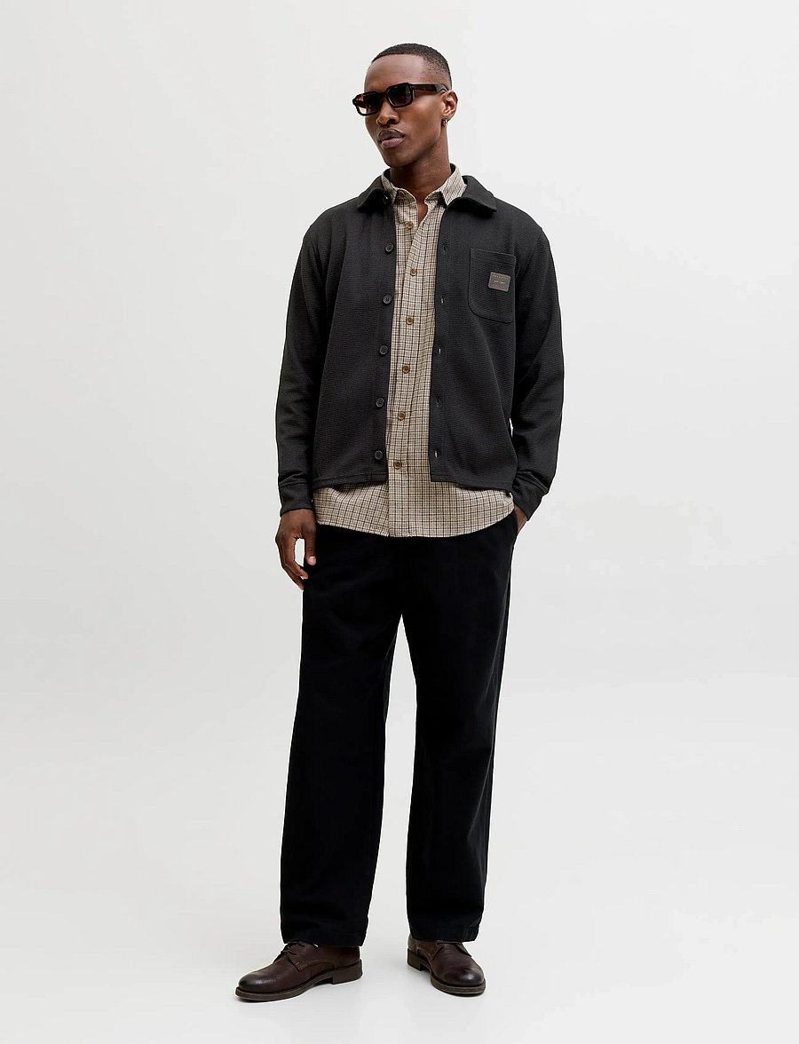 Jack & Jones - JJWAFFLE DAYTONA SWEAT OVERSHIRT - kollektioner - black - 4