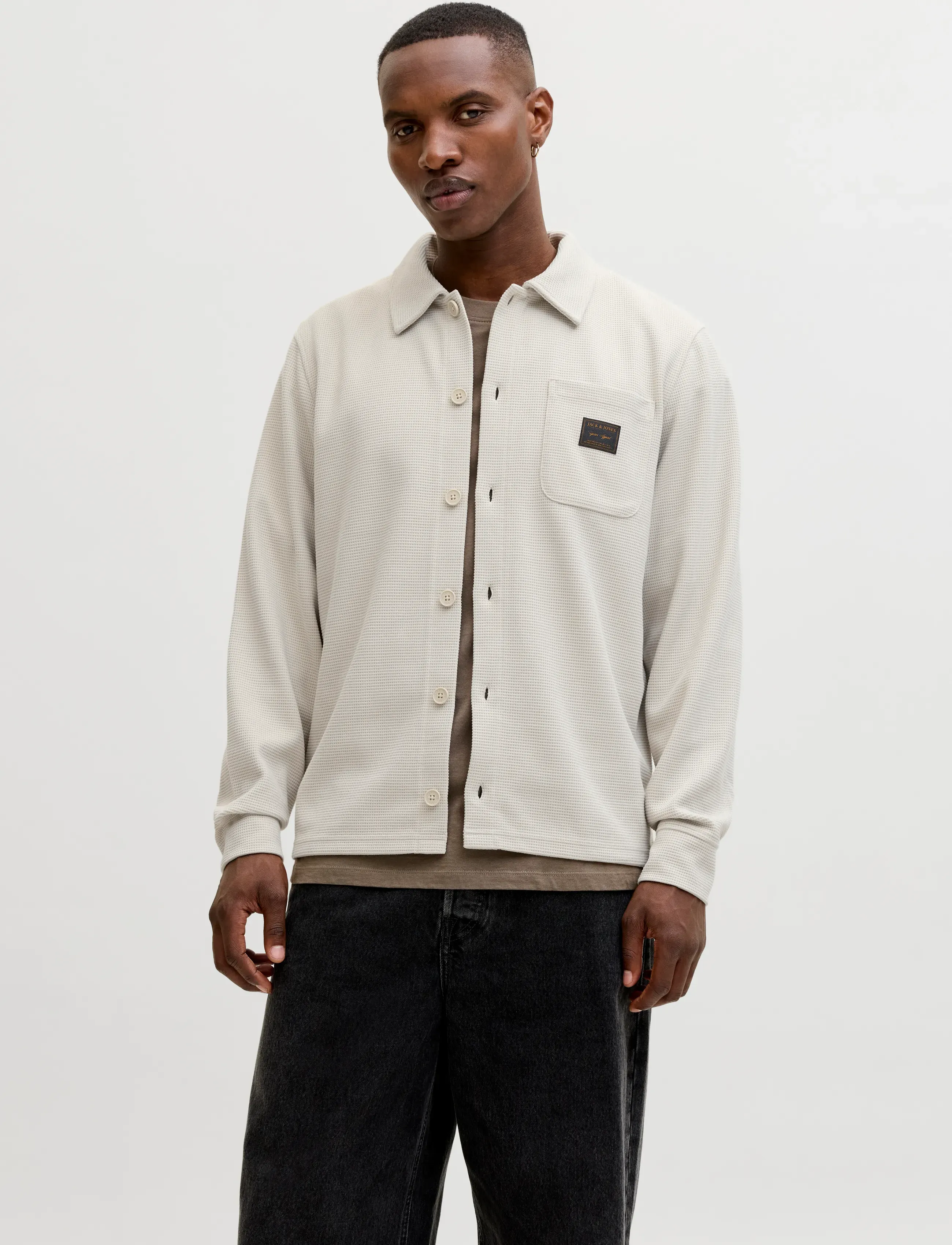 Jack & Jones JJWAFFLE DAYTONA SWEAT OVERSHIRT - Overshirts - MOONBEAM / cream