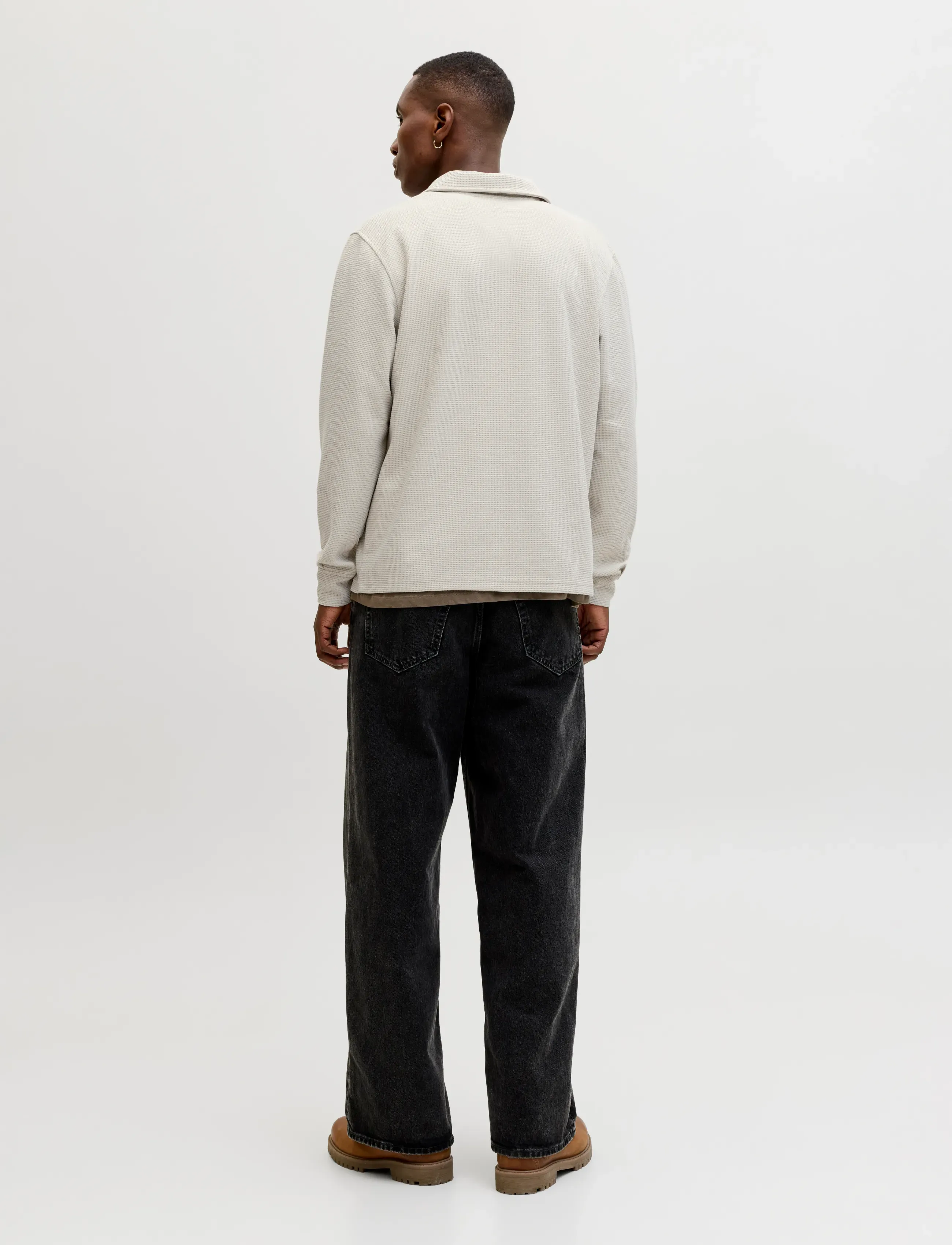 Jack & Jones - JJWAFFLE DAYTONA SWEAT OVERSHIRT - kollektioner - moonbeam - 3