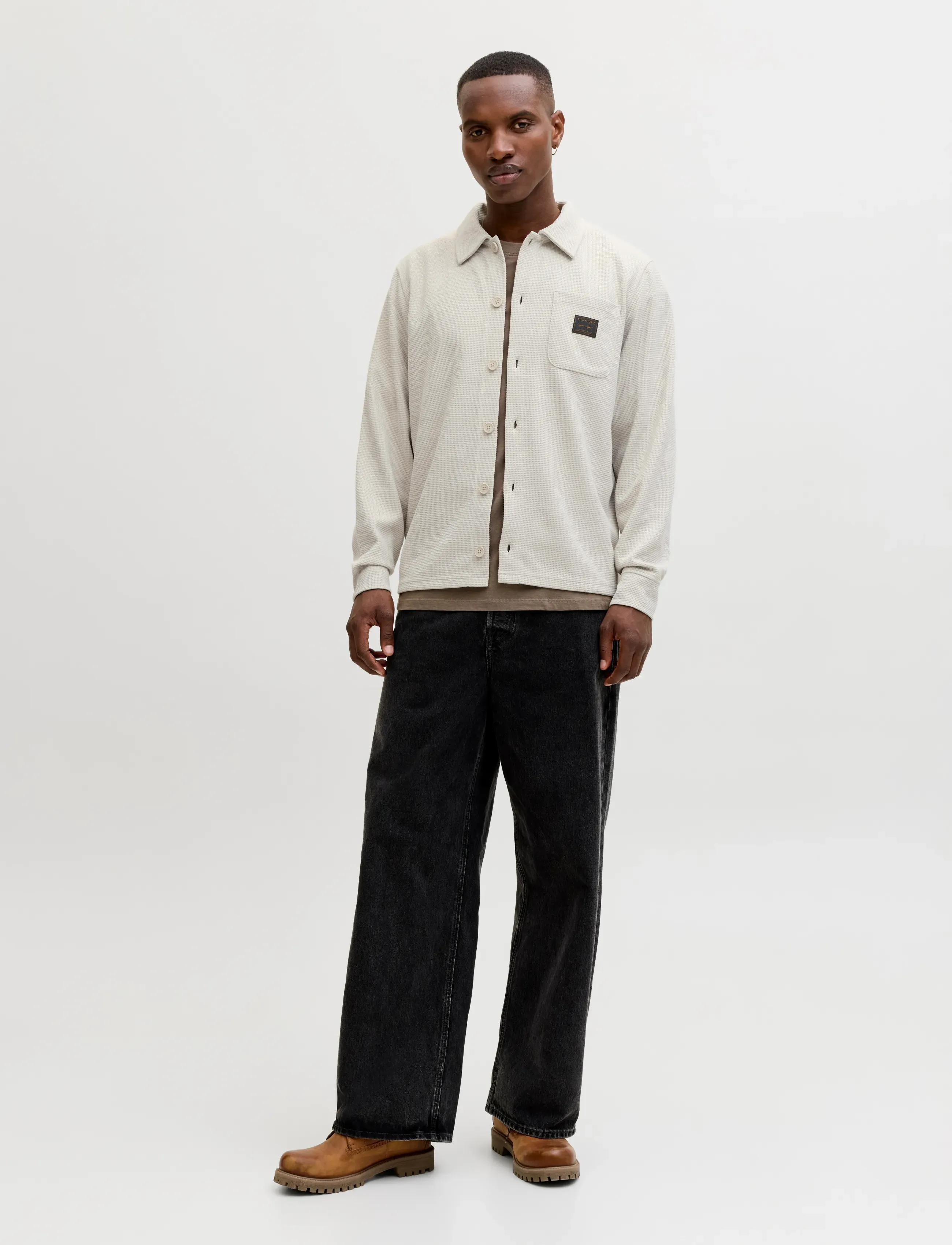 Jack & Jones - JJWAFFLE DAYTONA SWEAT OVERSHIRT - kollektioner - moonbeam - 4