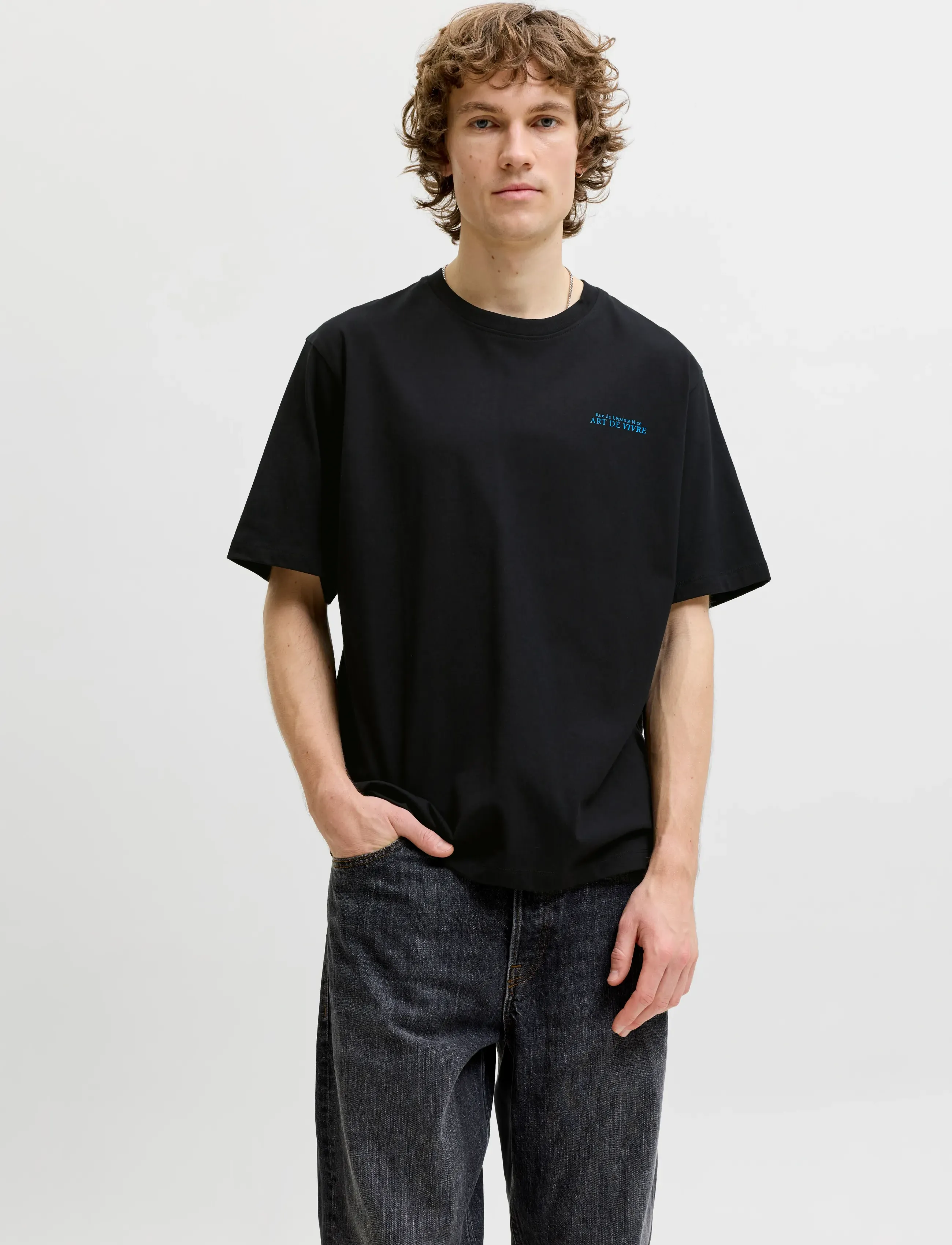 Jack & Jones JJLEMON TEE SS CREW NECK - T-särgid - BLACK / black