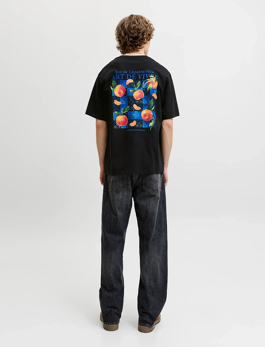 Jack & Jones - JJLEMON TEE SS CREW NECK - kortærmede t-shirts - black - 3