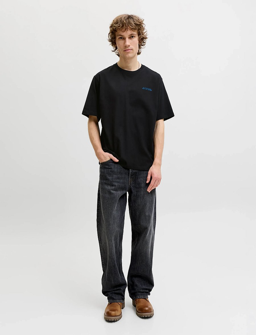 Jack & Jones - JJLEMON TEE SS CREW NECK - kortærmede t-shirts - black - 4