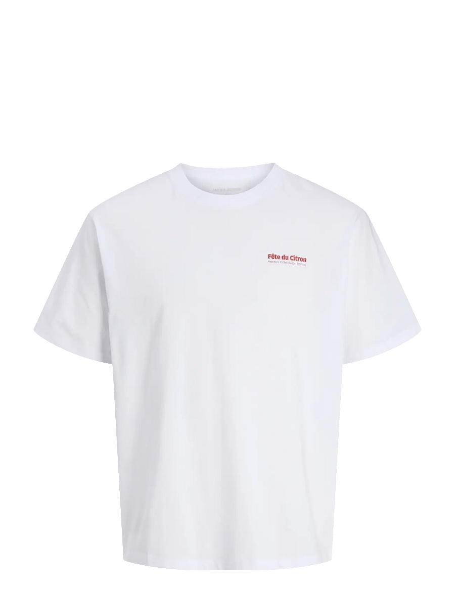 Jack & Jones - JJLEMON TEE SS CREW NECK - kortärmade t-shirts - bright white - 1