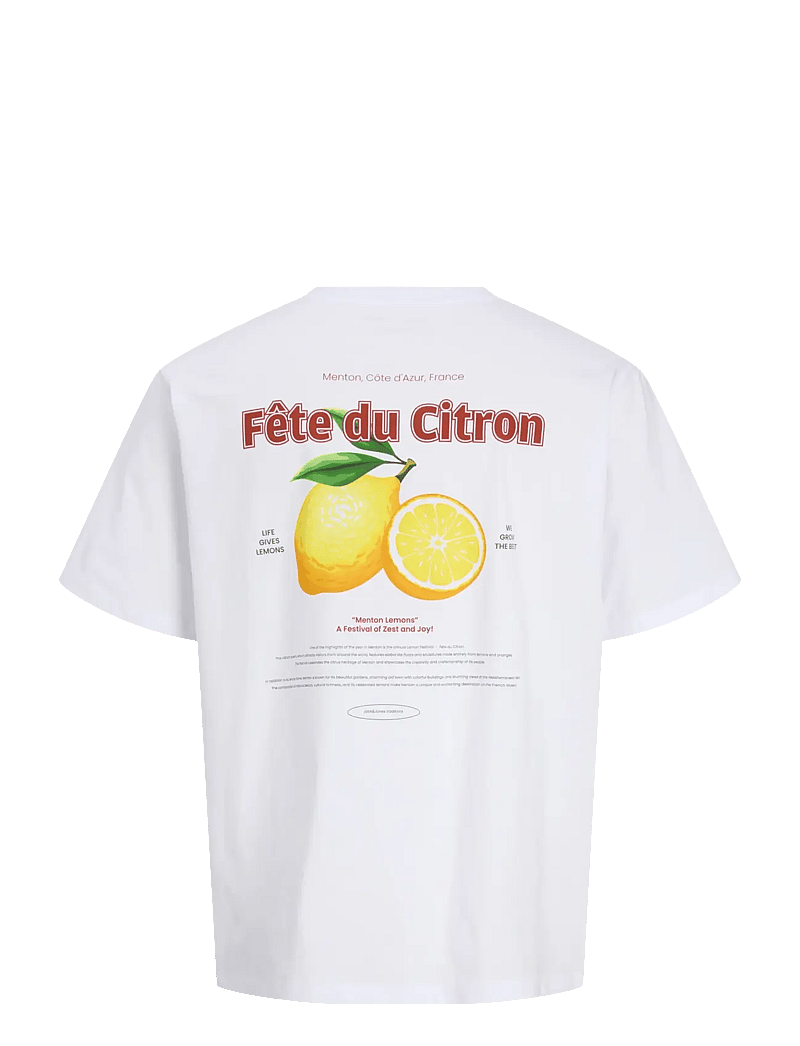 Jack & Jones - JJLEMON TEE SS CREW NECK - kortermede t-skjorter - bright white - 2
