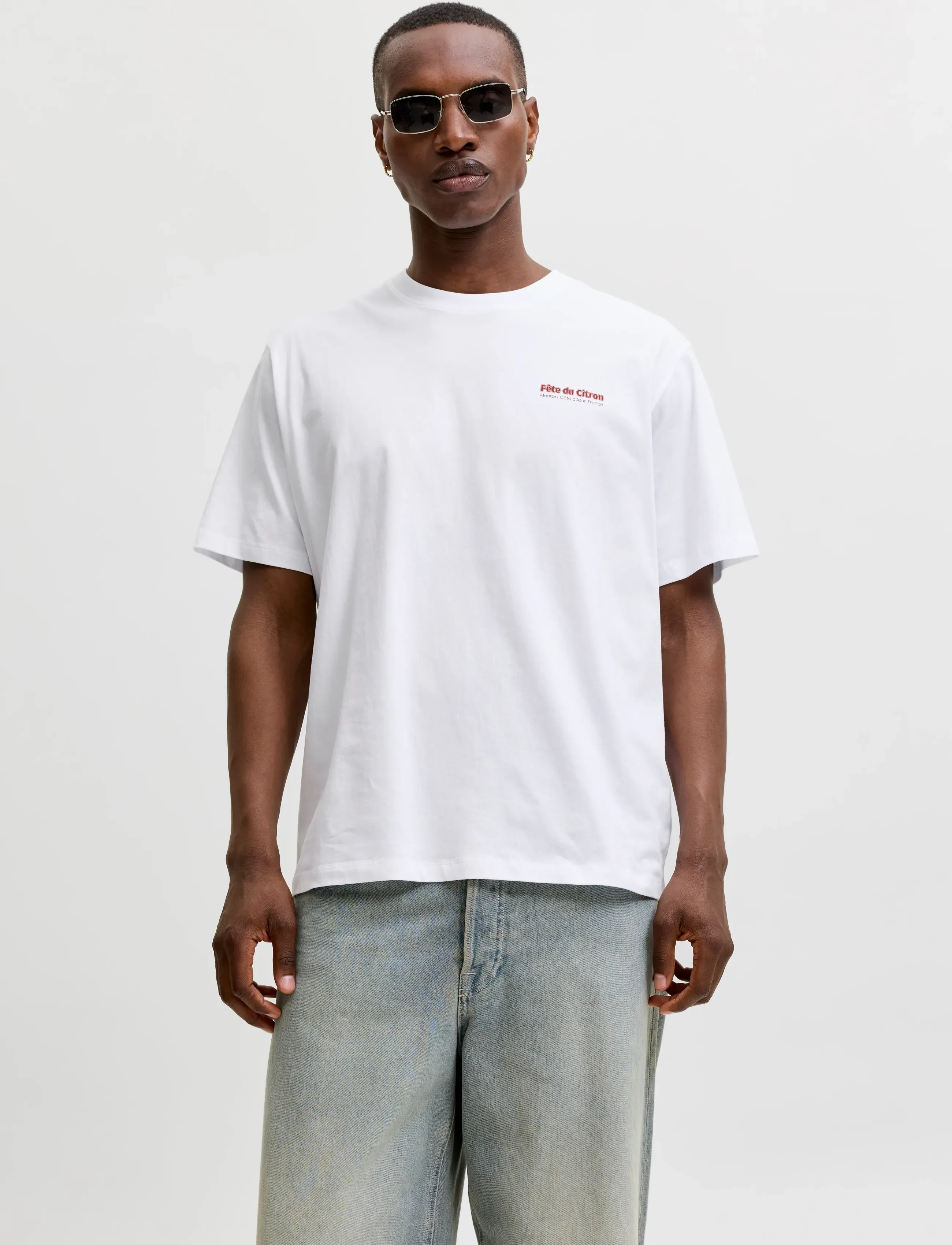 Jack & Jones JJLEMON TEE SS CREW NECK - Gatvės stilius - BRIGHT WHITE / white