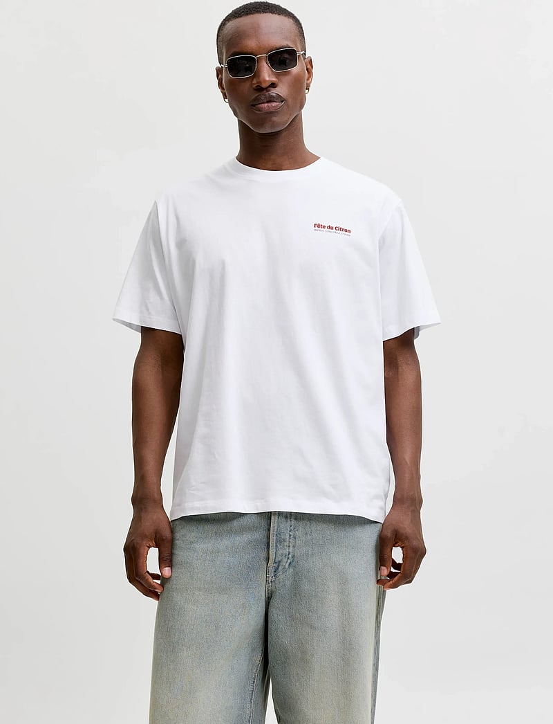 Jack & Jones - JJLEMON TEE SS CREW NECK - kortermede t-skjorter - bright white - 0
