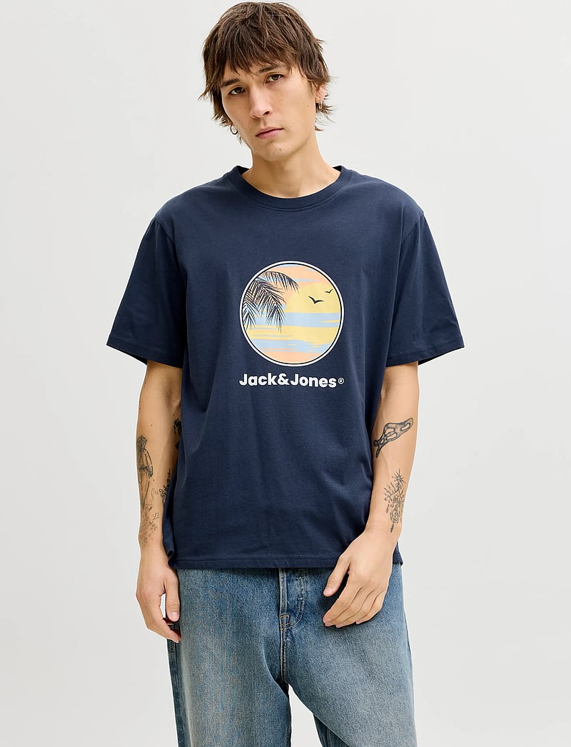 Jack & Jones - JJPERRY TEE SS CREW NECK - kurzärmelig - navy blazer - 0