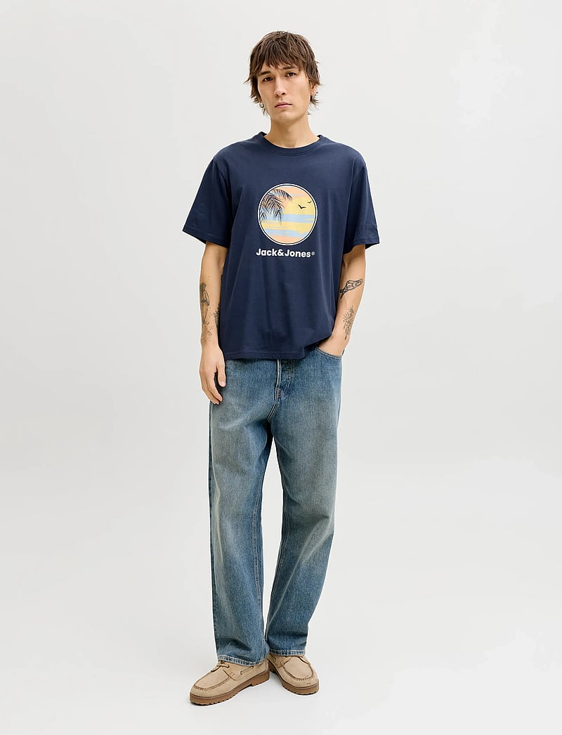 Jack & Jones - JJPERRY TEE SS CREW NECK - kurzärmelig - navy blazer - 4
