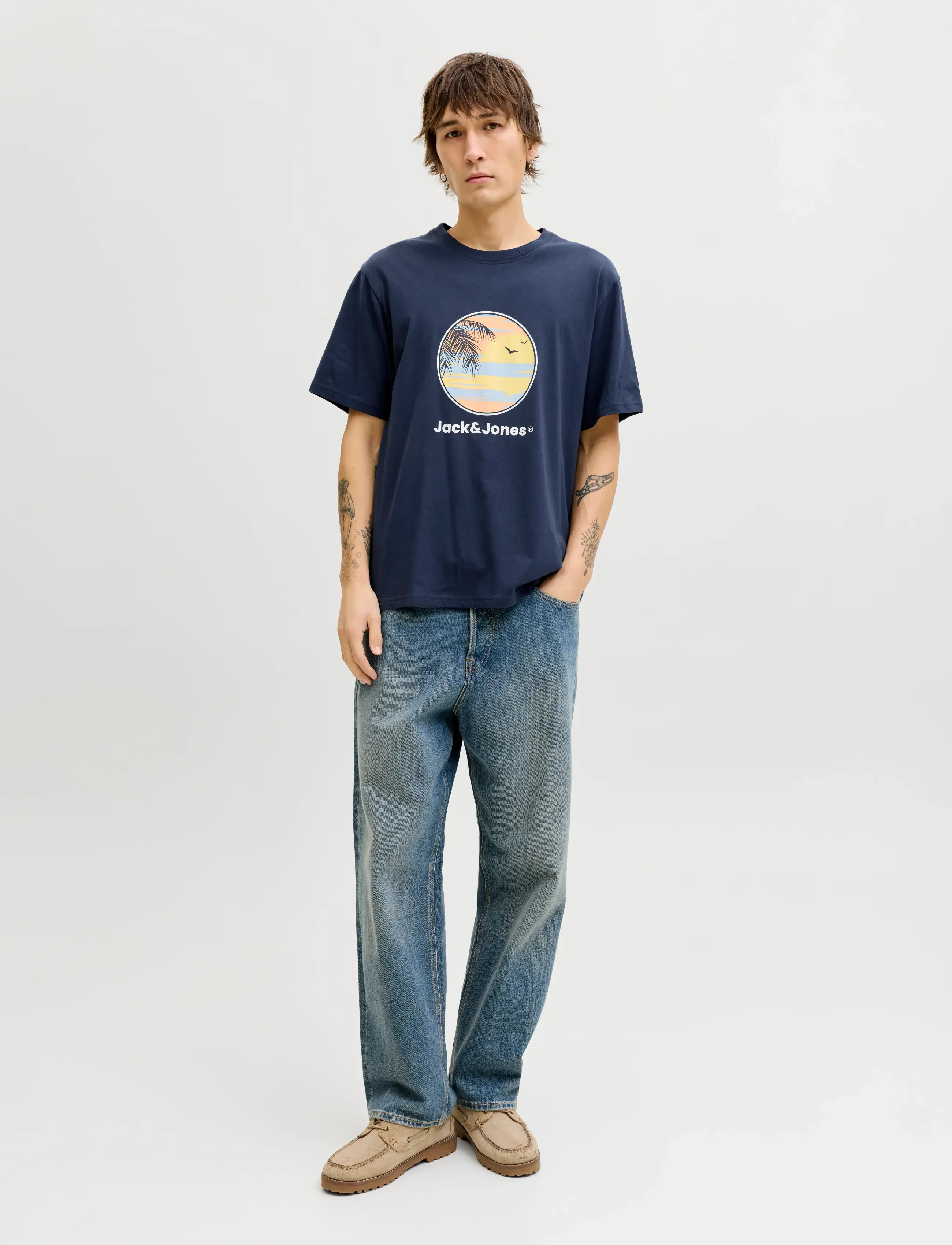 Jack & Jones - JJPERRY TEE SS CREW NECK - kurzärmelig - navy blazer - 4